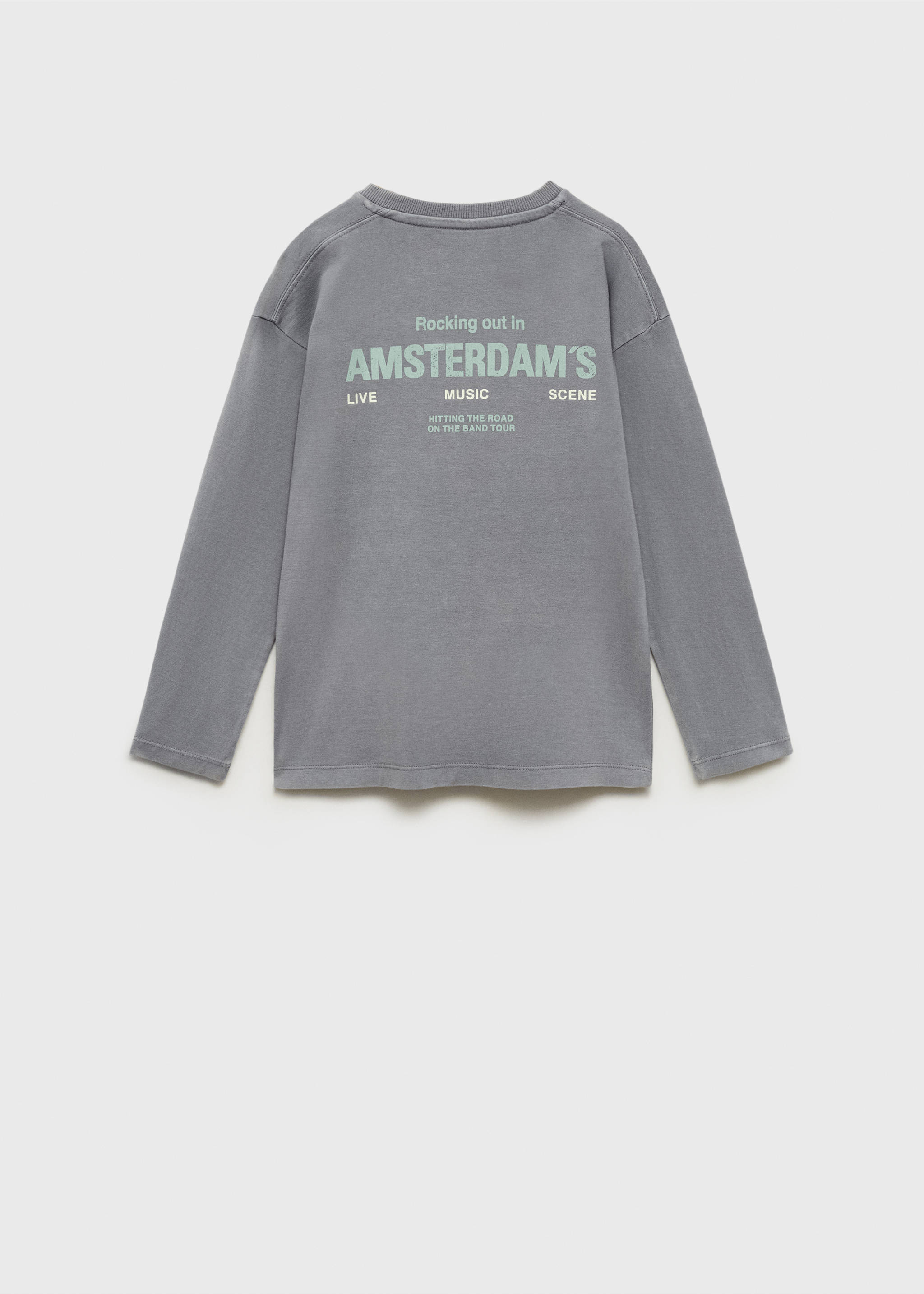 Washed-effect cotton t-shirt - Reverse of the article, Charcoal. Ref: 87030643-00.