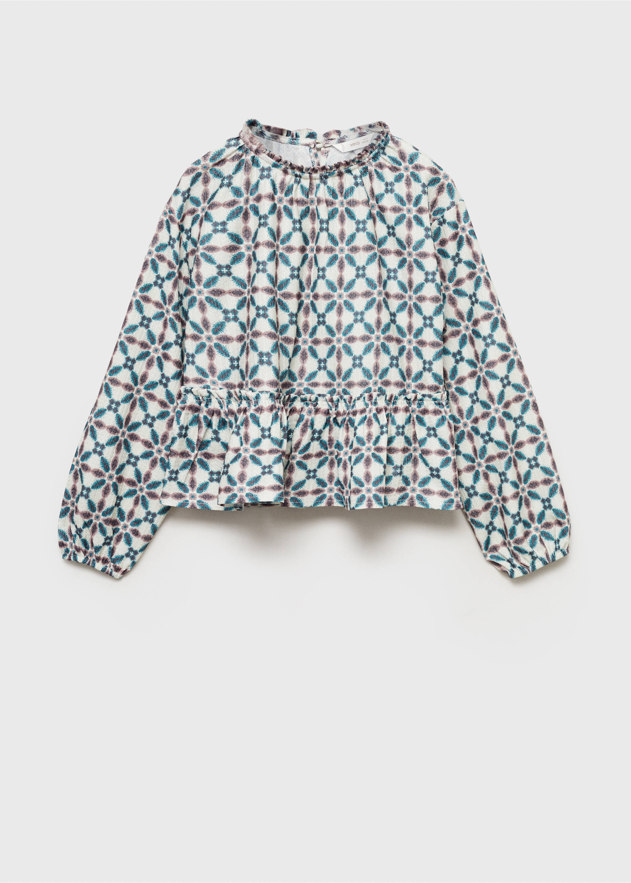 Geometric print blouse - Article without model, Ecru. Ref: 87030647-00.