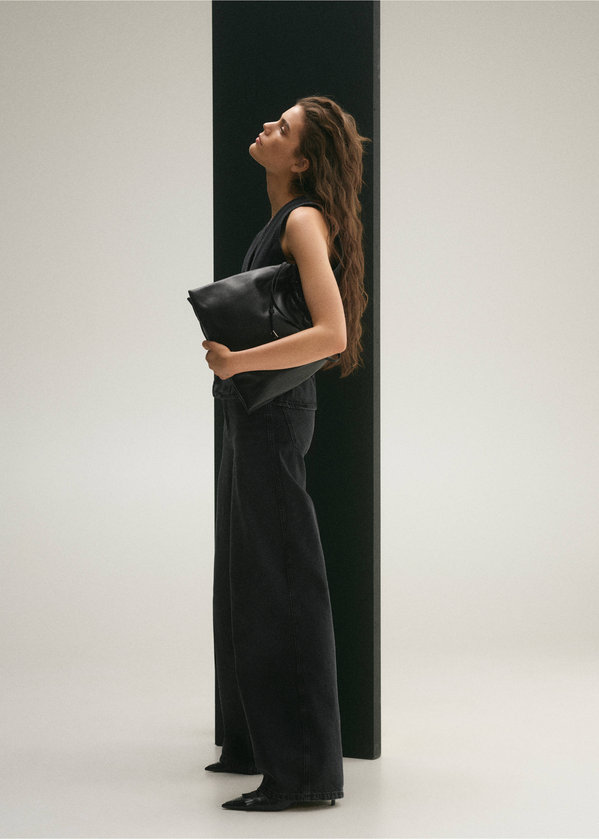 High-waisted wideleg jeans - General plane, Open Grey. Ref: 87030651-00.