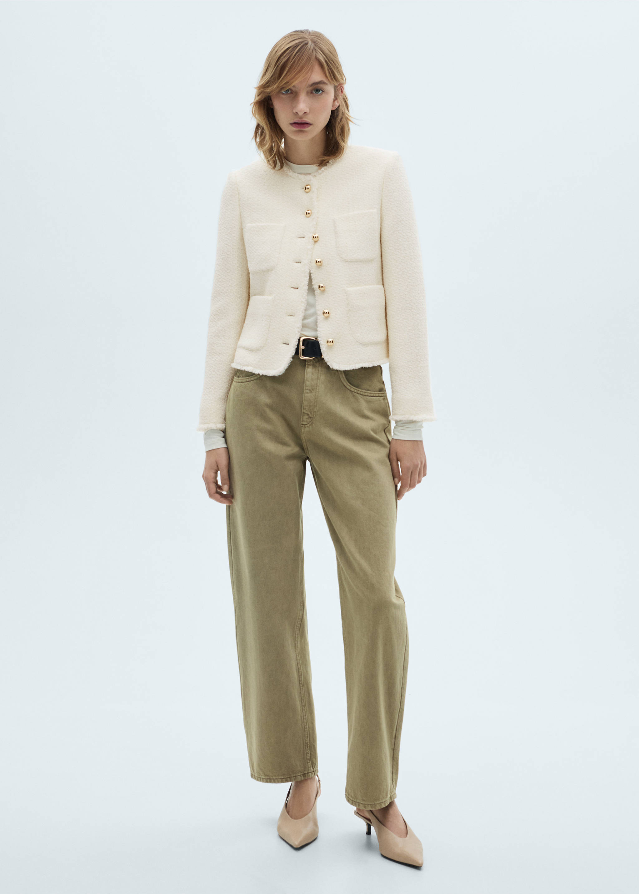 Tweed jacket with jewel buttons - General plane, Ecru. Ref: 87030653-00.