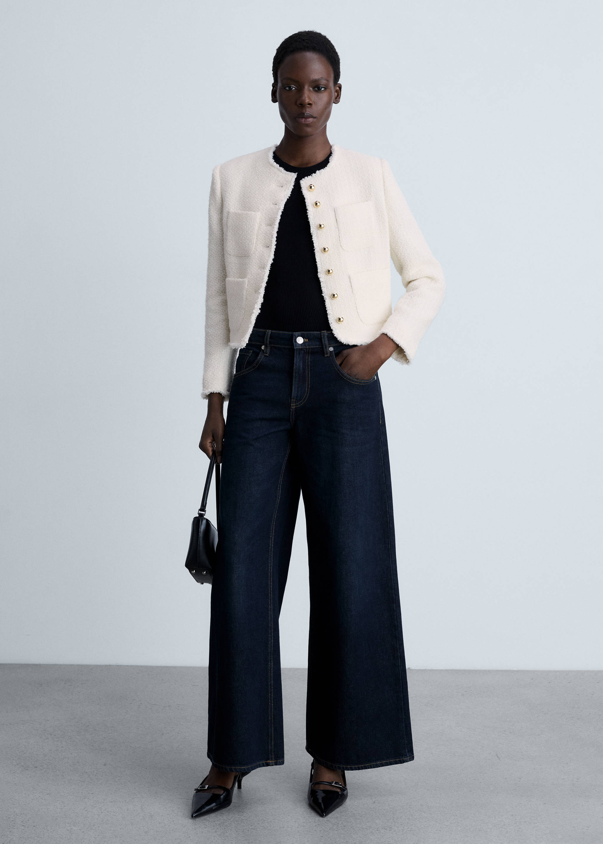 Tweed jacket with jewel buttons - General plane