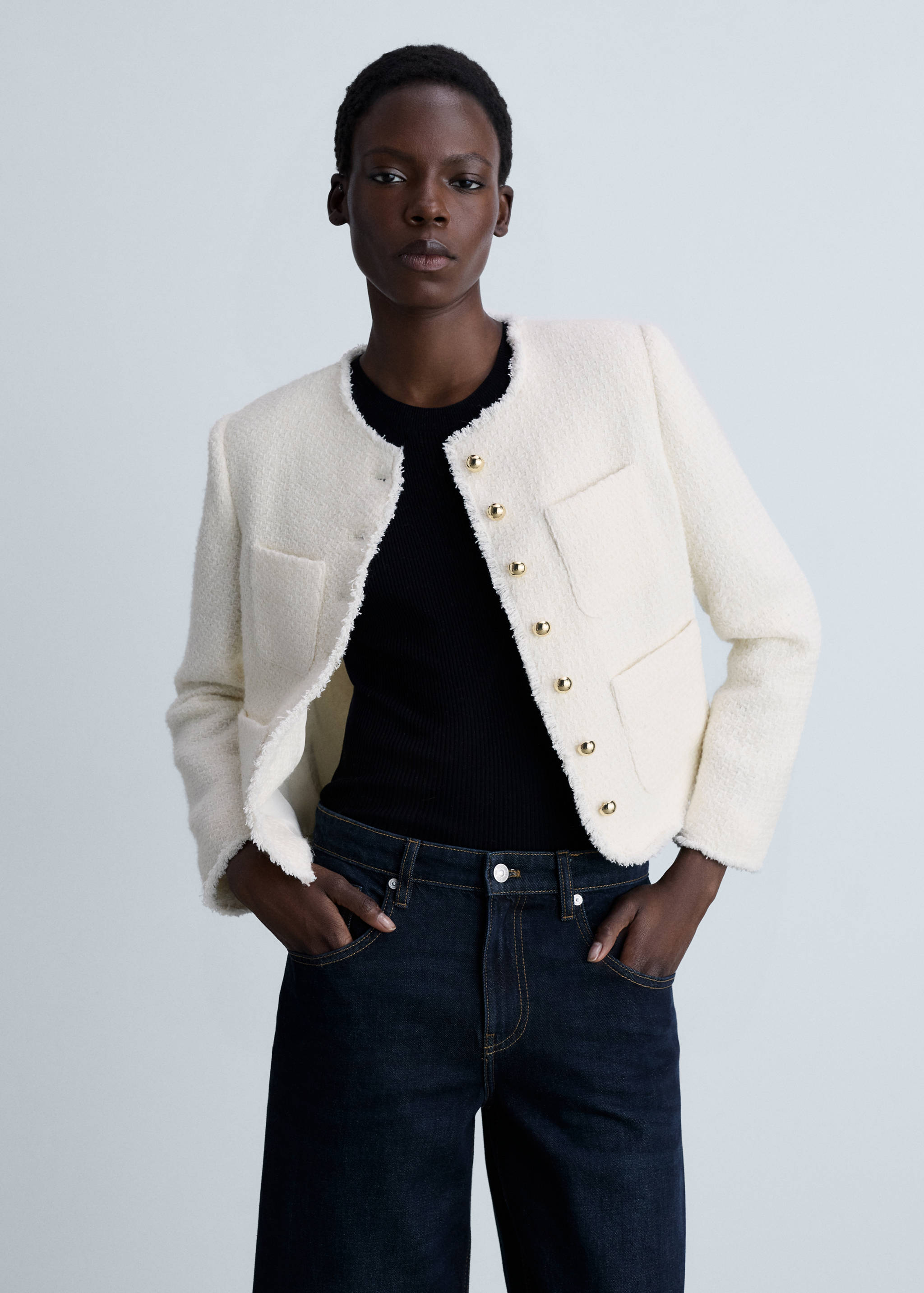 Tweed jacket with jewel buttons - Medium plane