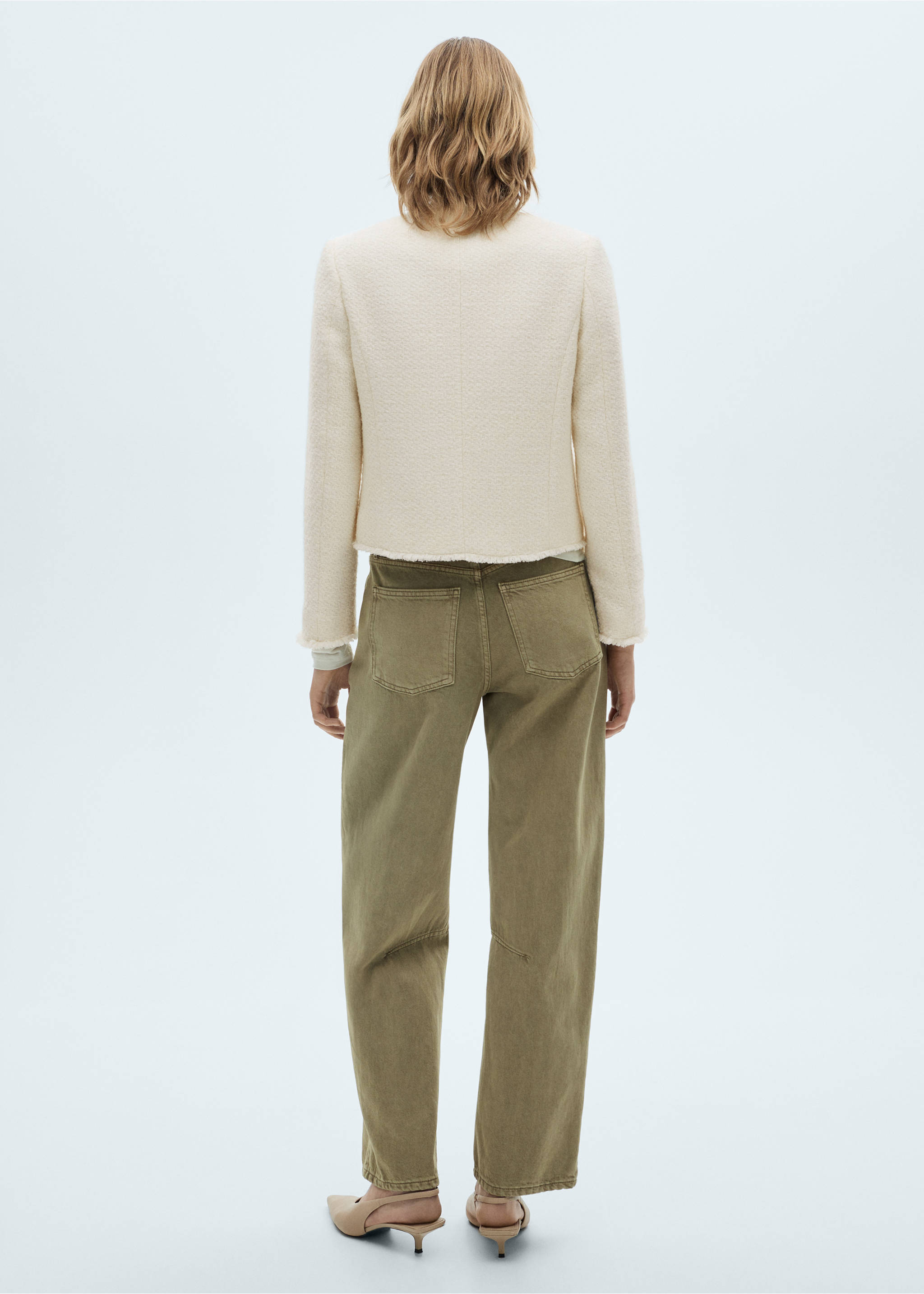 Tweed jacket with jewel buttons - Reverse of the article, Ecru. Ref: 87030653-00.