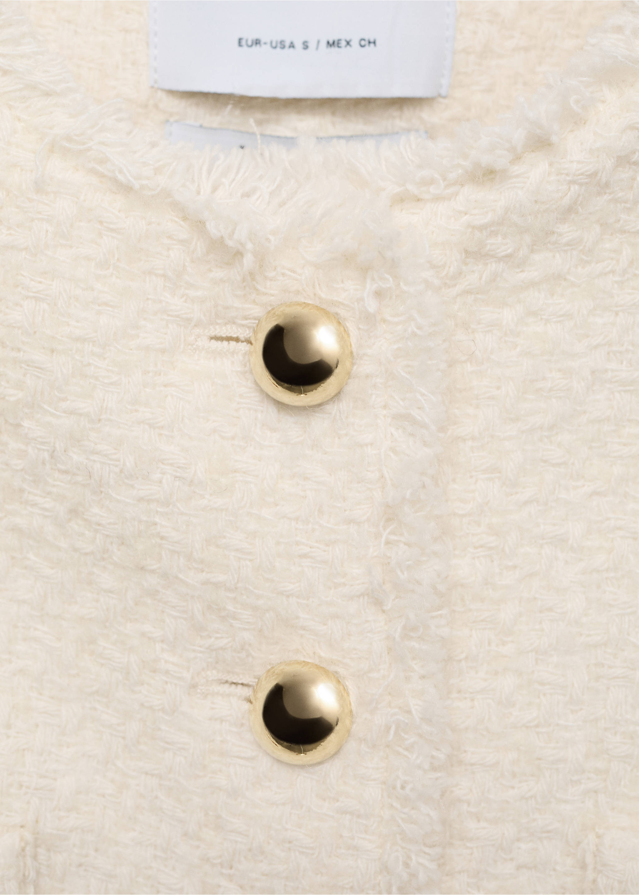 Tweed jacket with jewel buttons - Details of the article 8, Ecru. Ref: 87030653-00.