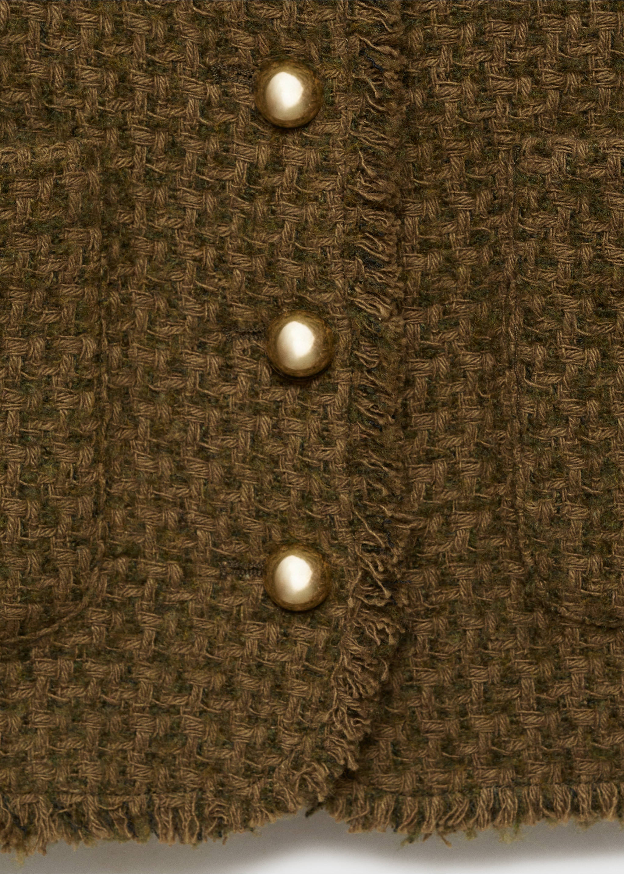 Tweed jacket with jewel buttons - Details of the article 8, Khaki. Ref: 87030653-00.