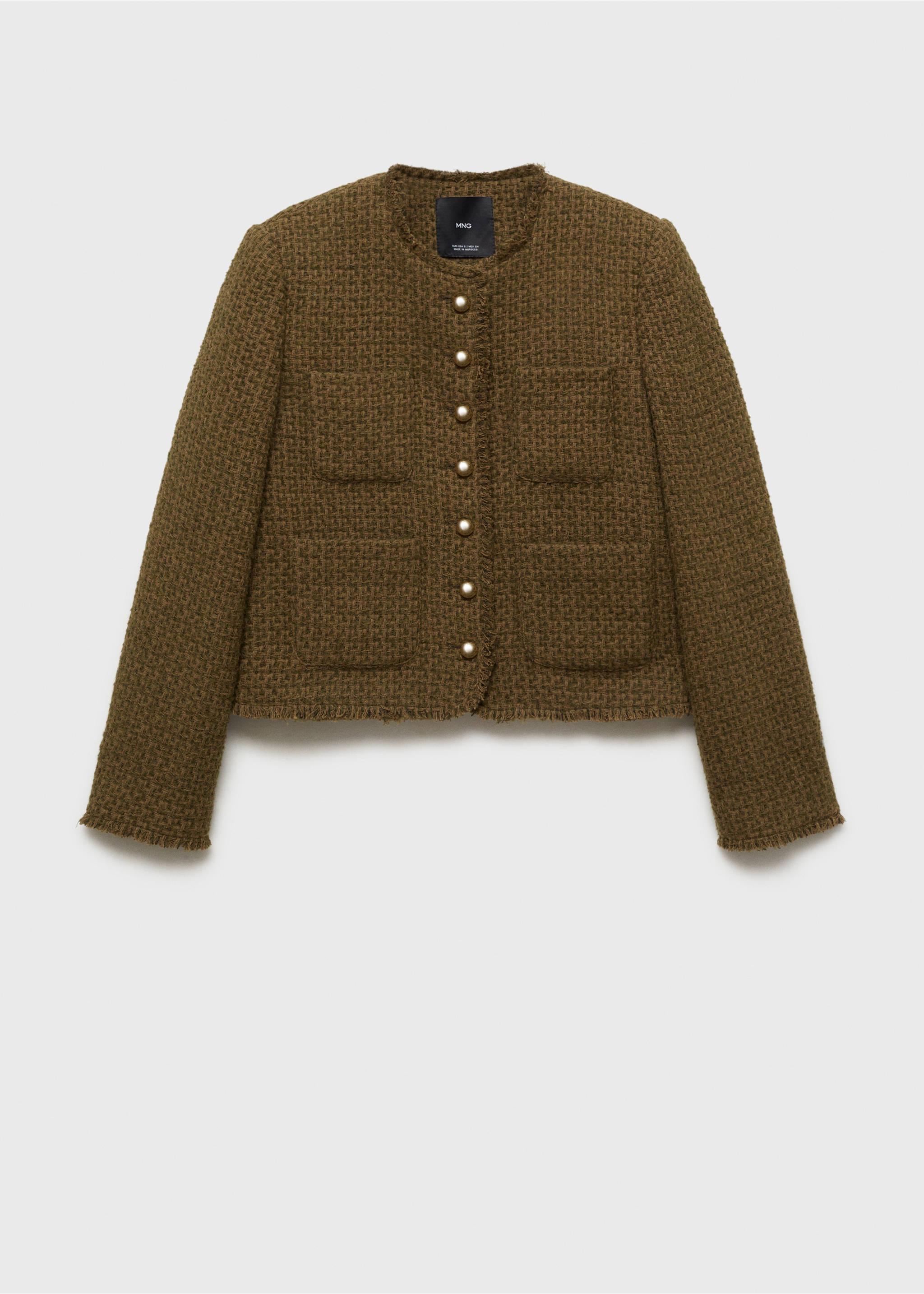 Tweed jacket with jewel buttons - Article without model, Khaki. Ref: 87030653-00.
