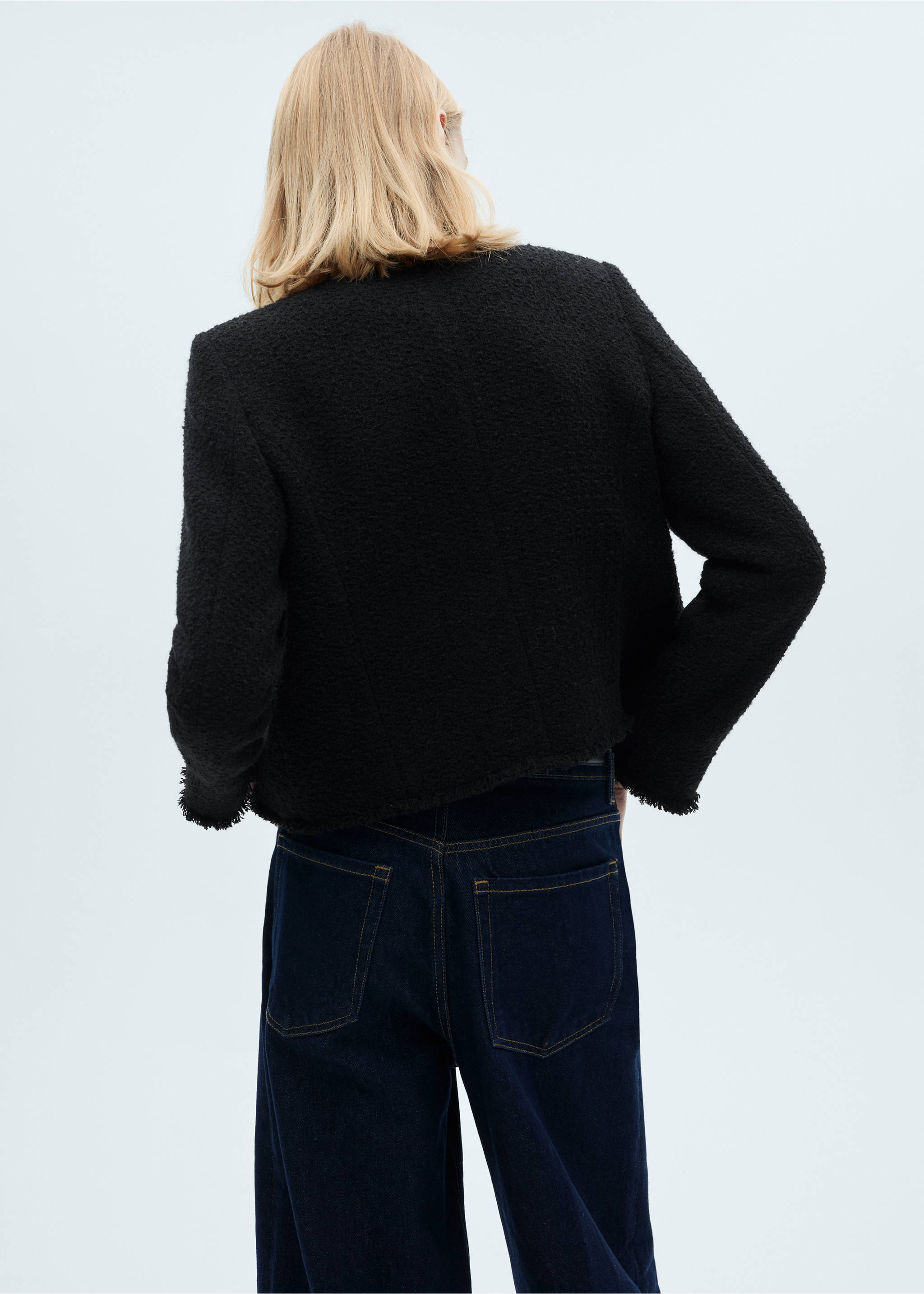 Tweed jacket with jewel buttons - Reverse of the article, Black. Ref: 87030653-00.