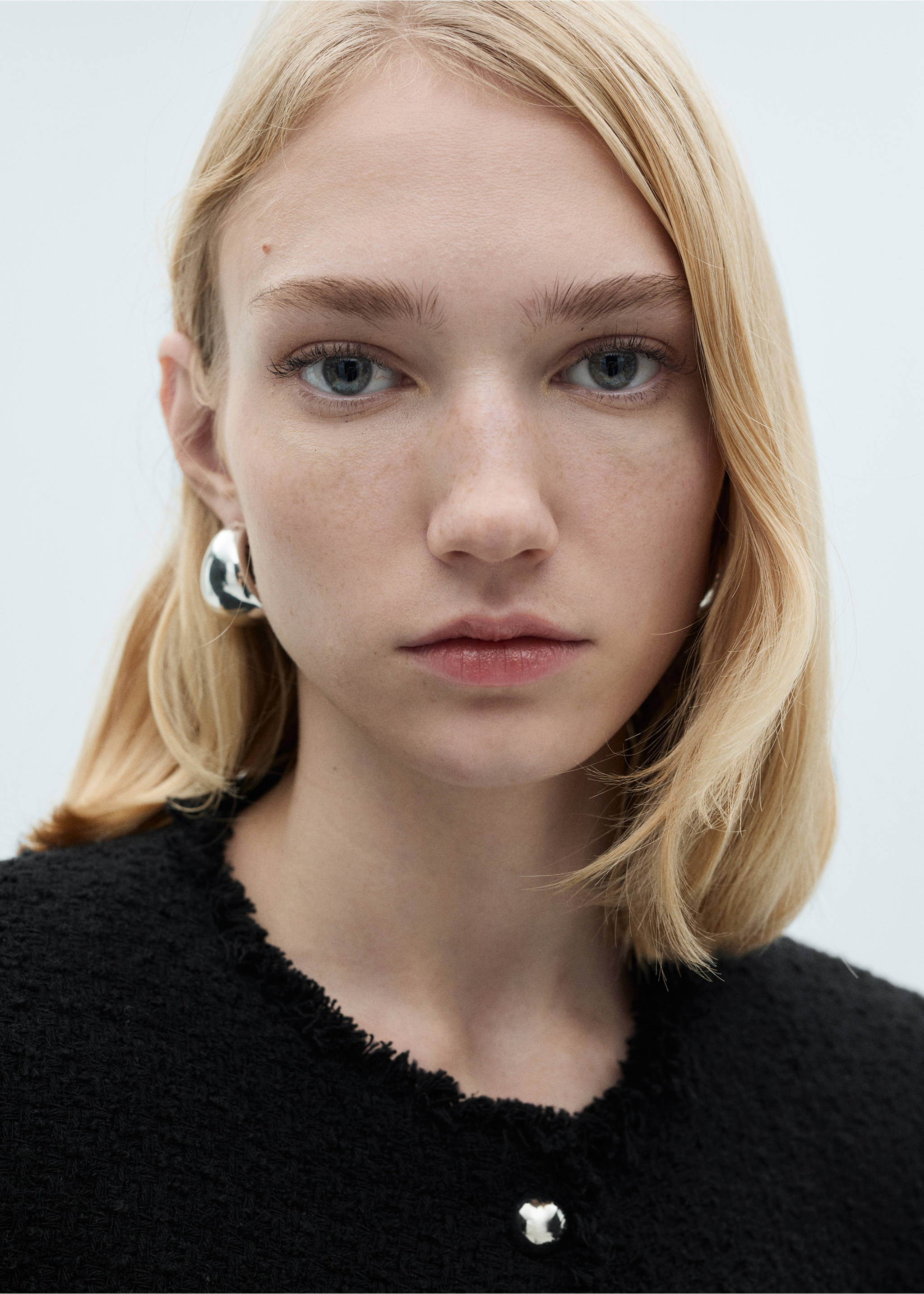 Tweed jacket with jewel buttons - Details of the article 1, Black. Ref: 87030653-00.