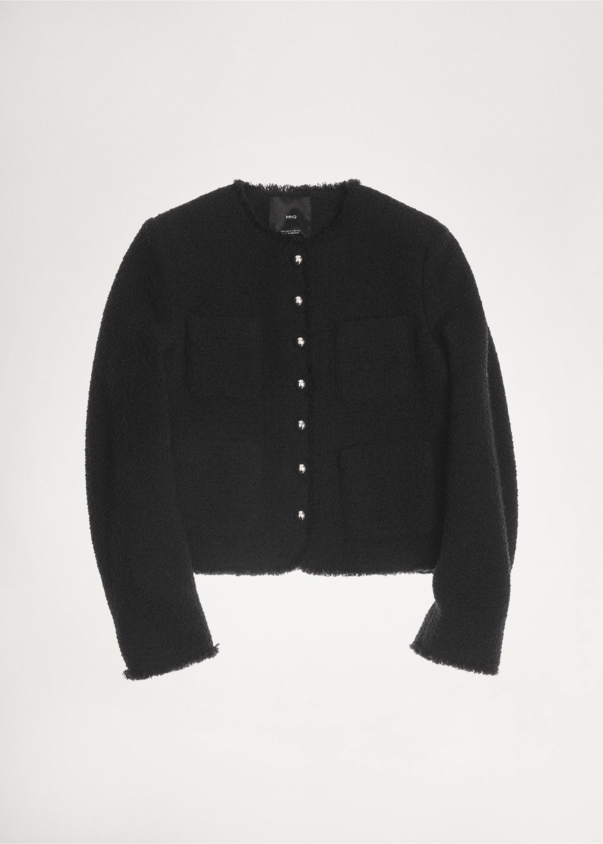 Tweed jacket with jewel buttons - Details of the article 7, Black. Ref: 87030653-00.