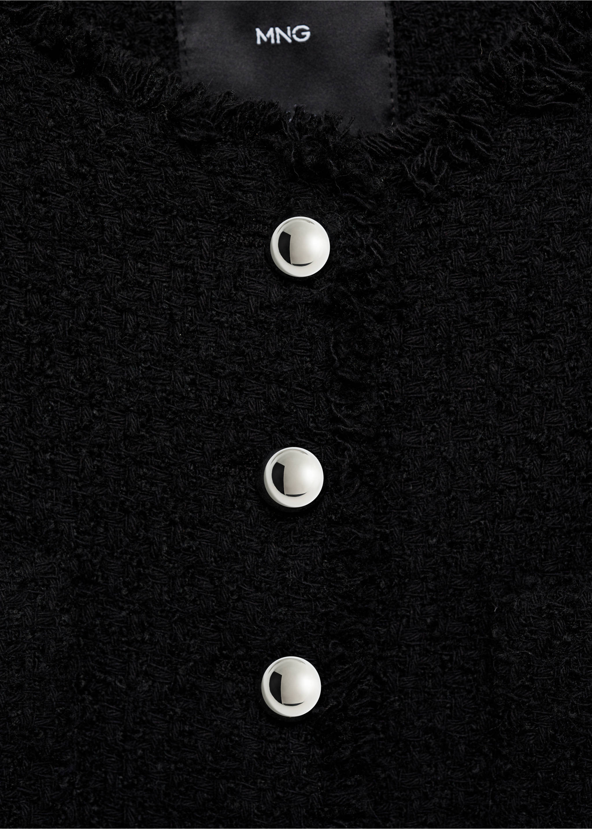 Tweed jacket with jewel buttons - Details of the article 8, Black. Ref: 87030653-00.