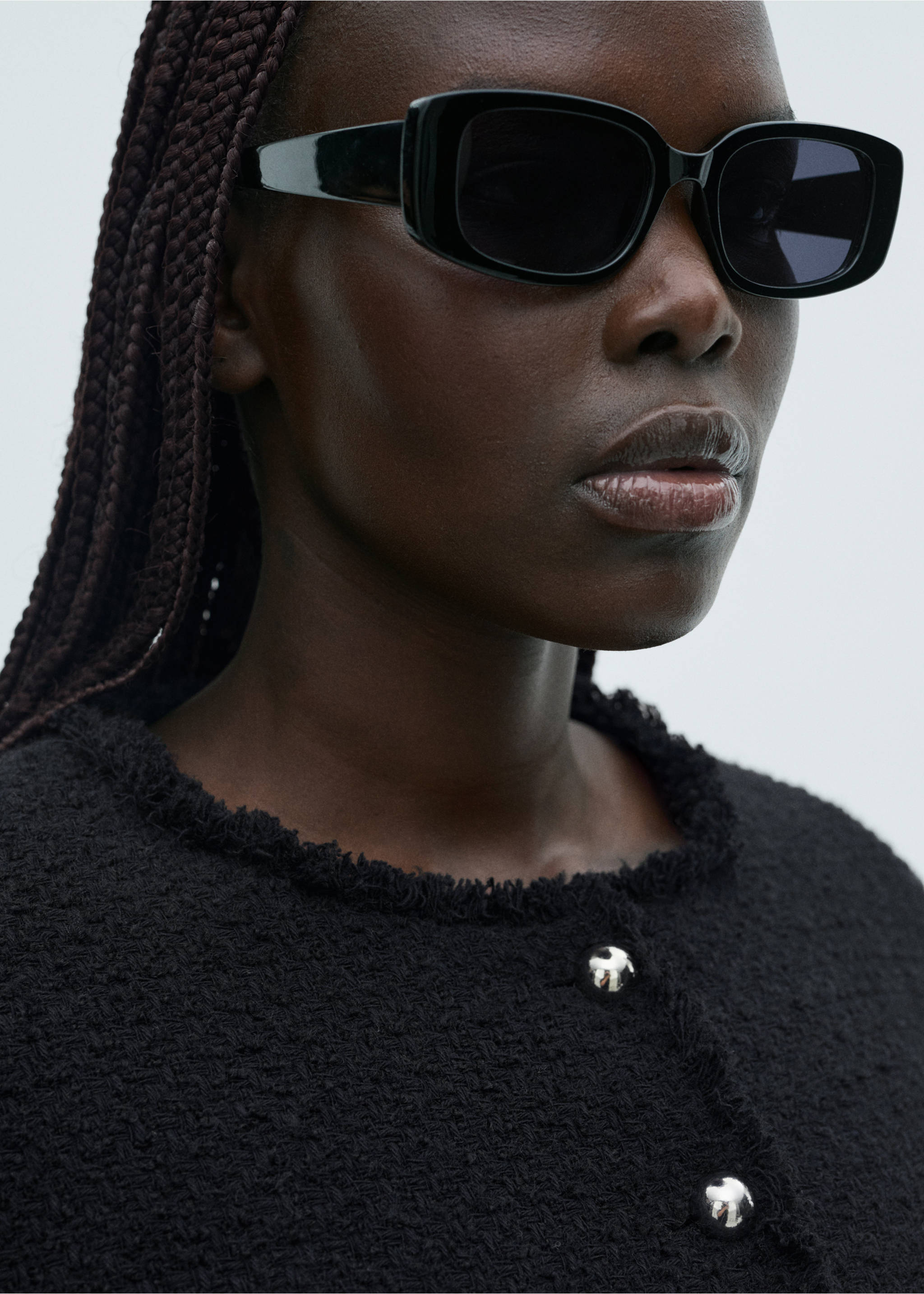 Tweed jacket with jewel buttons - Details of the article 4, Black. Ref: 87030653-00.