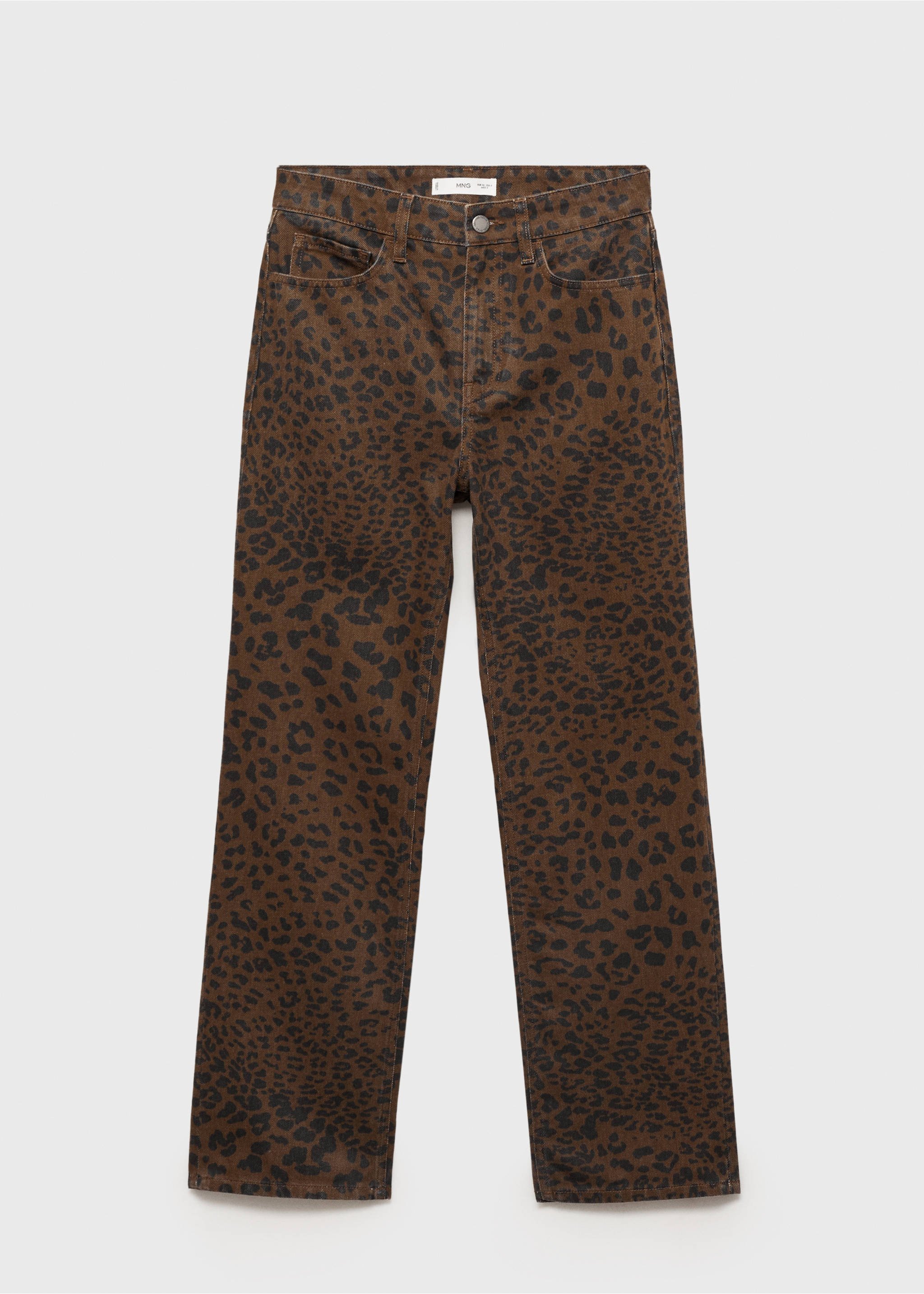 Leopard-print straight jeans - Article without model, Chocolate. Ref: 87030655-00.