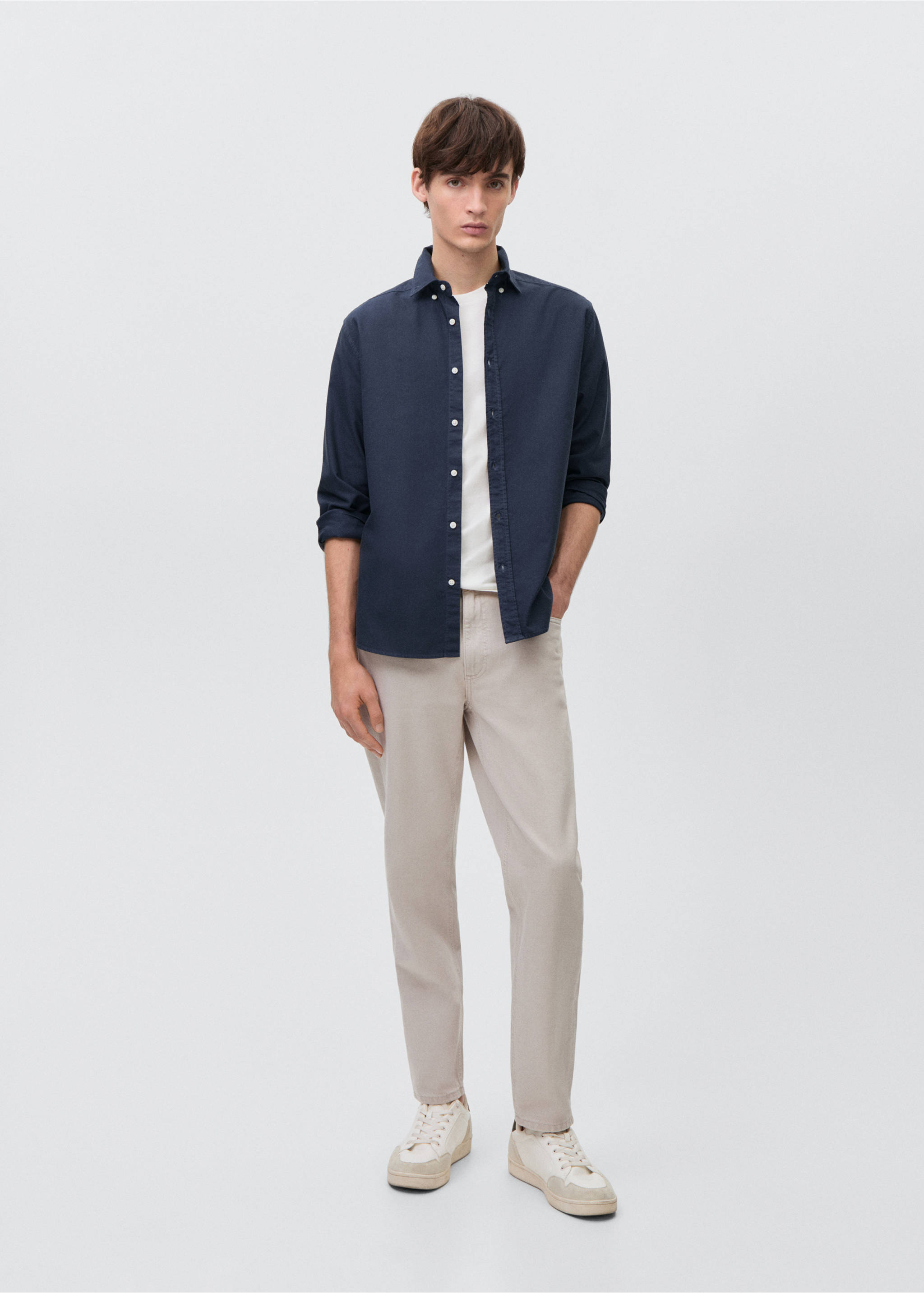 Oxford-Hemd - Allgemeine Ansicht, Dunkles Marineblau. Ref: 87031056-00.