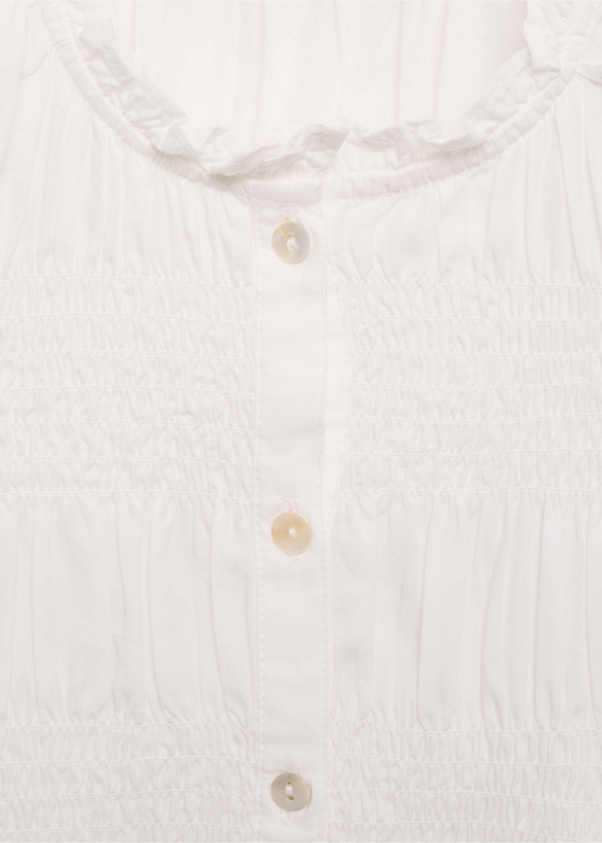 Blusa fruncida volante - Detalle del artículo 8, Blanco roto. Ref: 87031514-00.