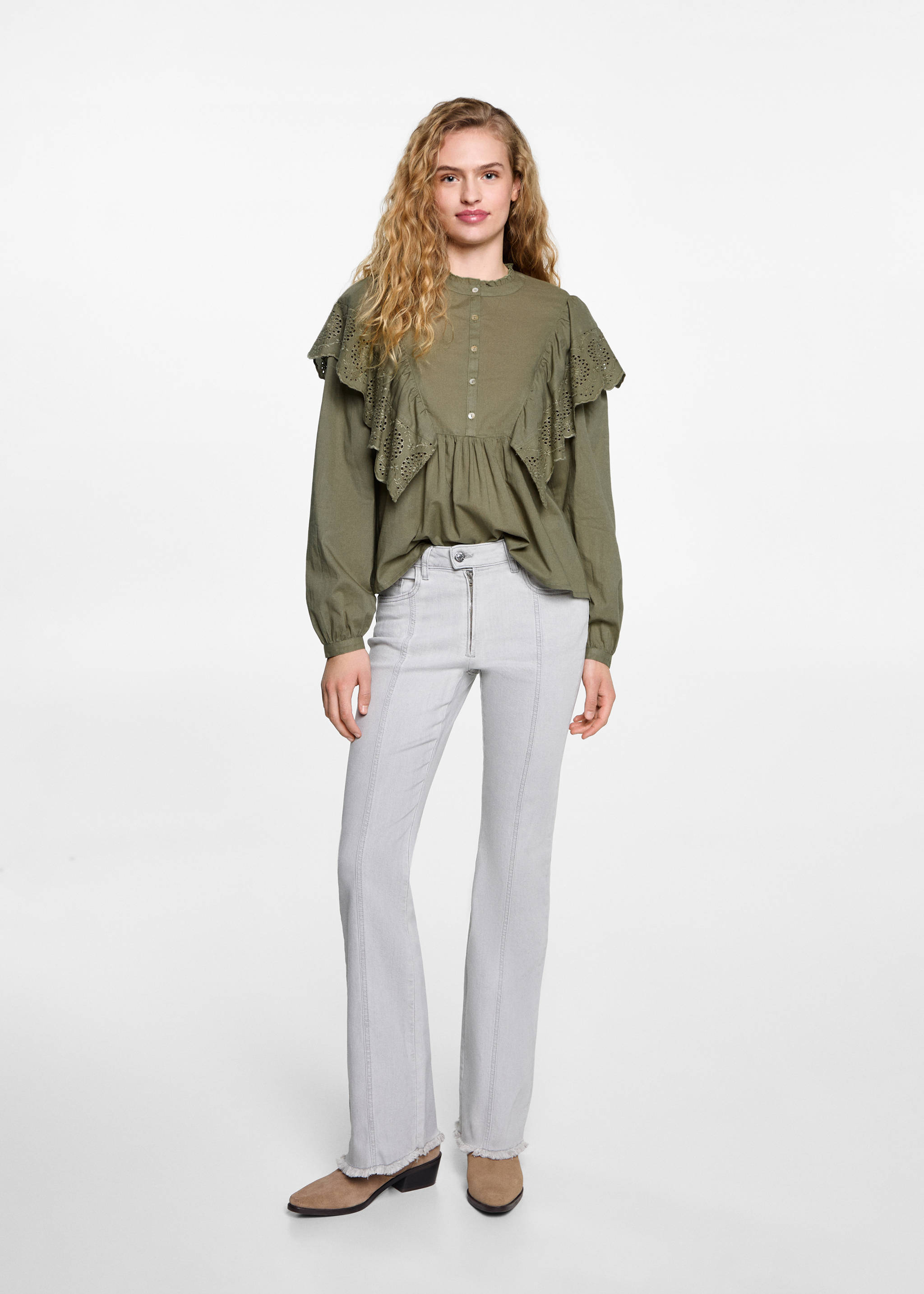 Blusa volantes - Plano general, Khaki. Ref: 87031519-00.