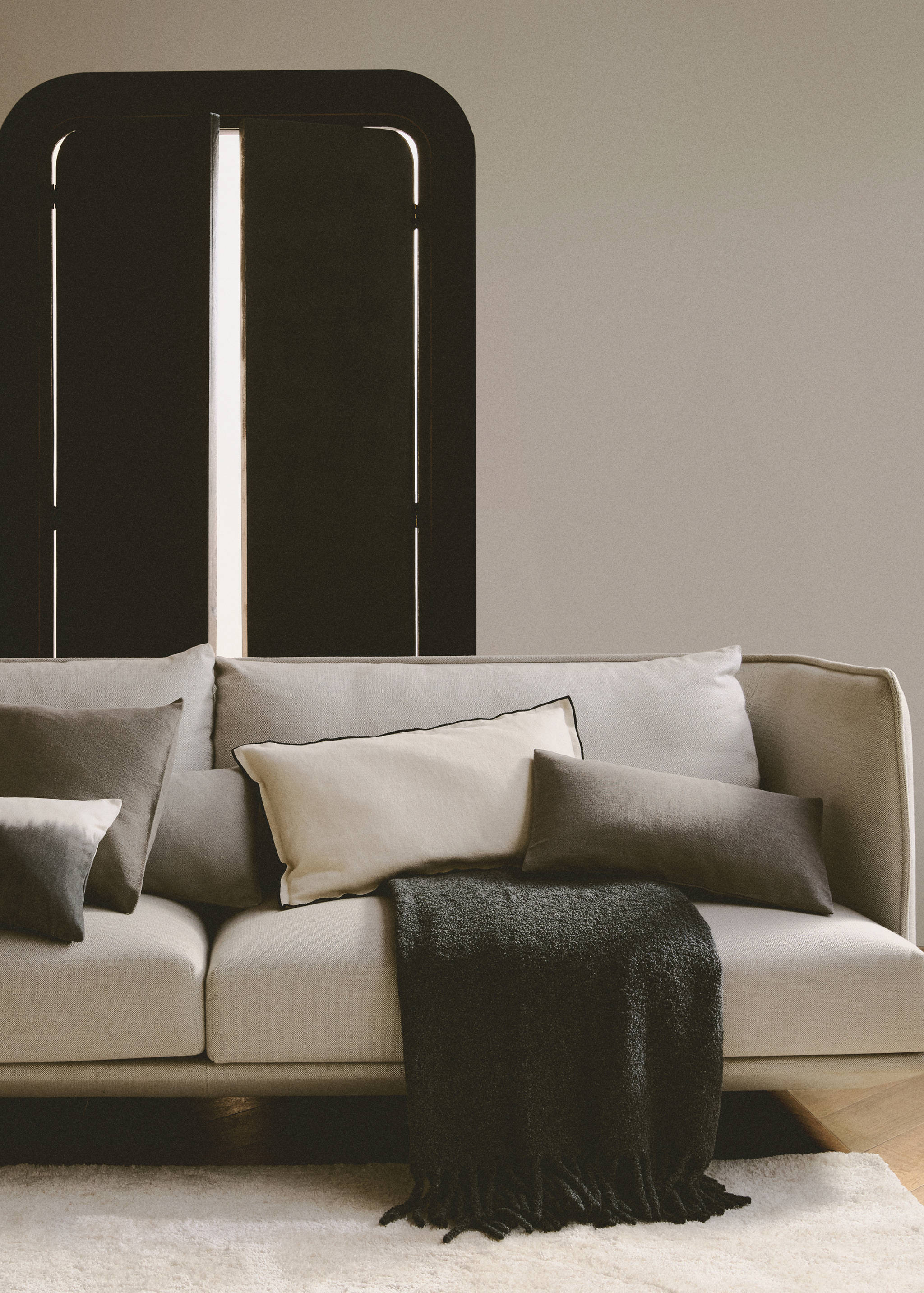 Cotton linen cushion cover with overlock flap 40x60cm - Details of the article 7