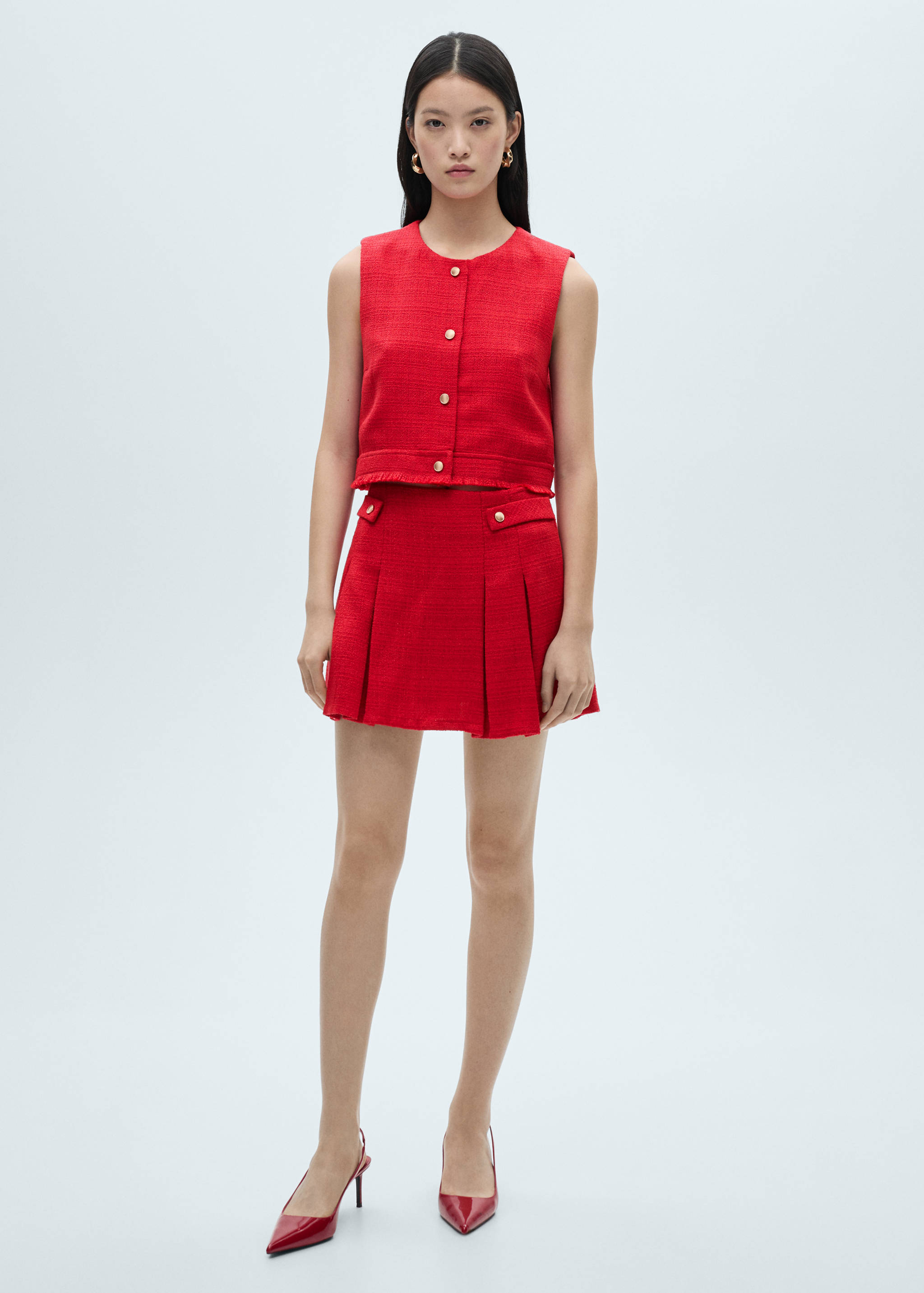 Spódnica z tweedu z zakładkami - Plan ogólny