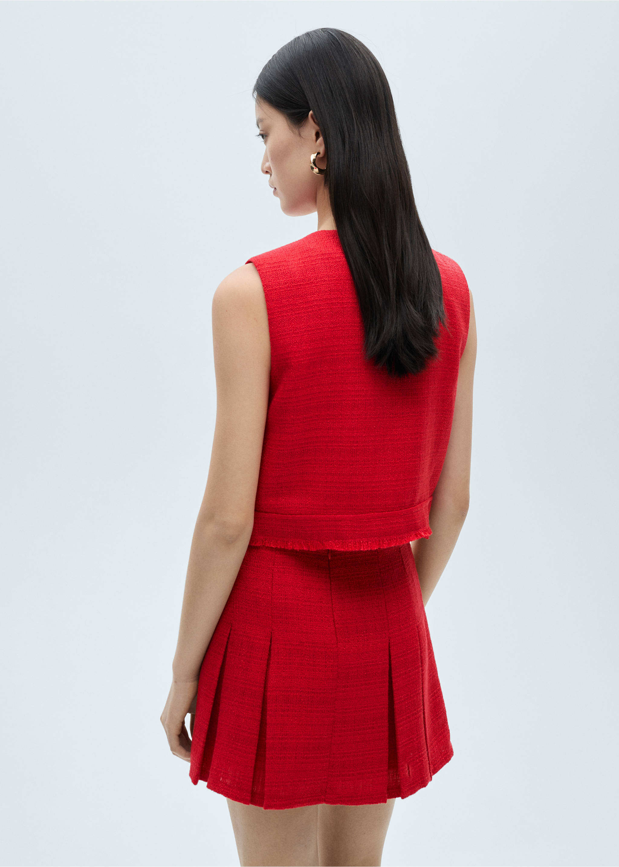 Saia de tweed com pregas - Verso do artigo, Vermelho. Ref: 87032531-00.