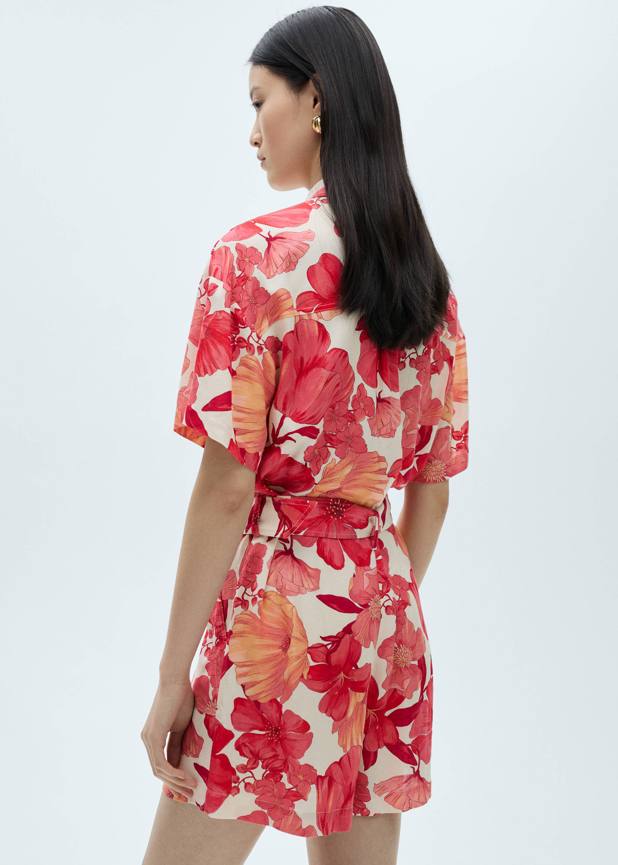 Korte jumpsuit met bloemenprint - Achterkant van het artikel