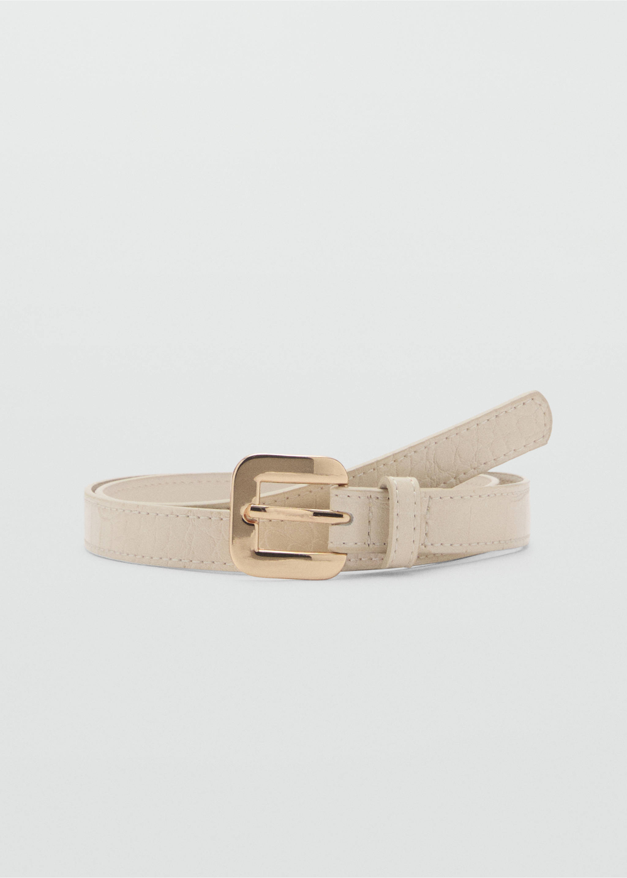 Croco faux-leather belt - Article without model, Ecru. Ref: 87032537-00.