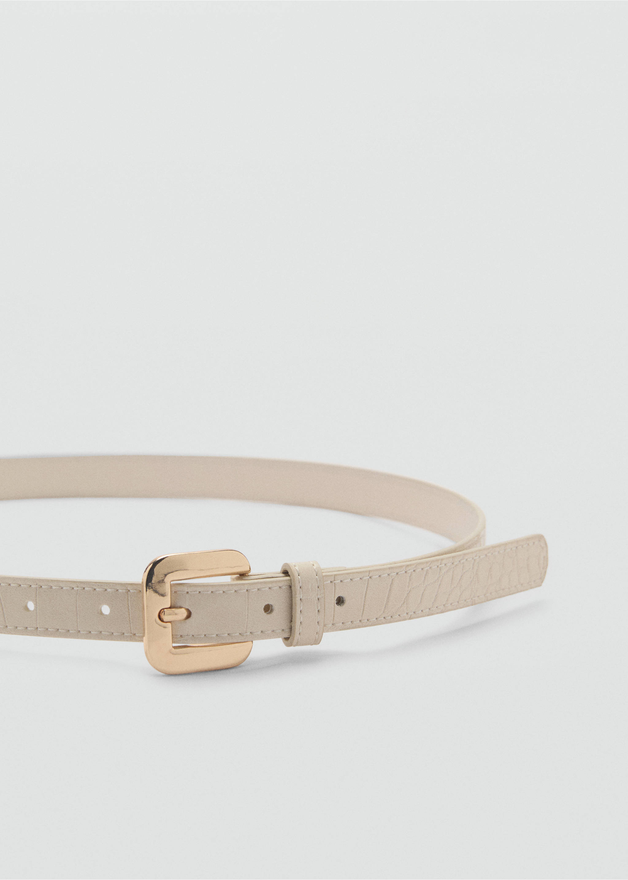 Croco faux-leather belt - Medium plane, Ecru. Ref: 87032537-00.