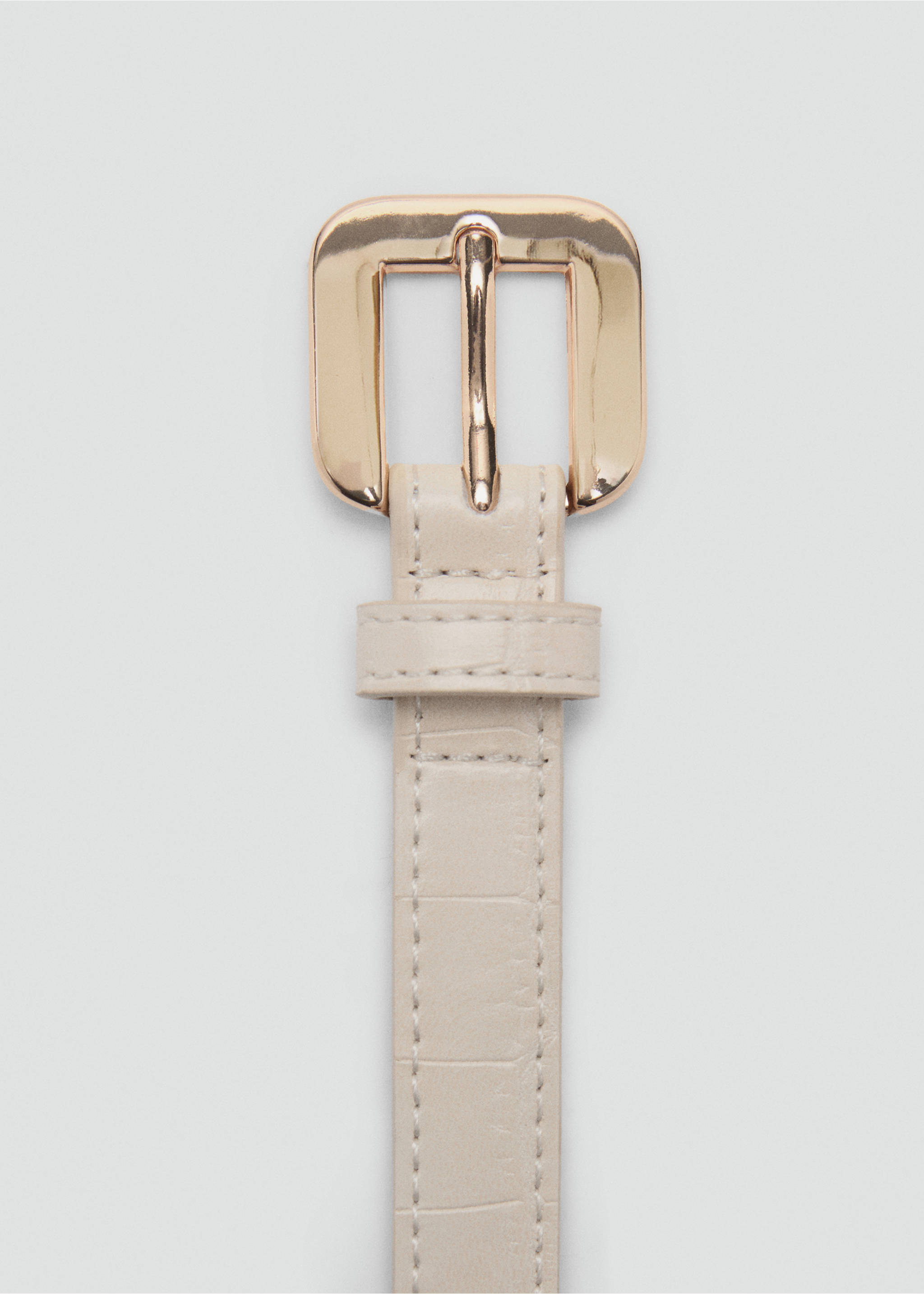 Croco faux-leather belt - Details of the article 1, Ecru. Ref: 87032537-00.