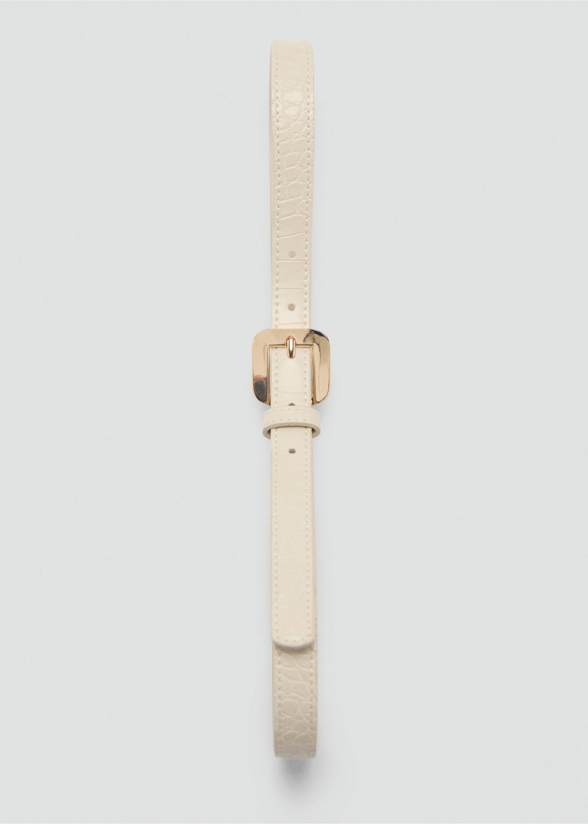 Croco faux-leather belt - Details of the article 2, Ecru. Ref: 87032537-00.