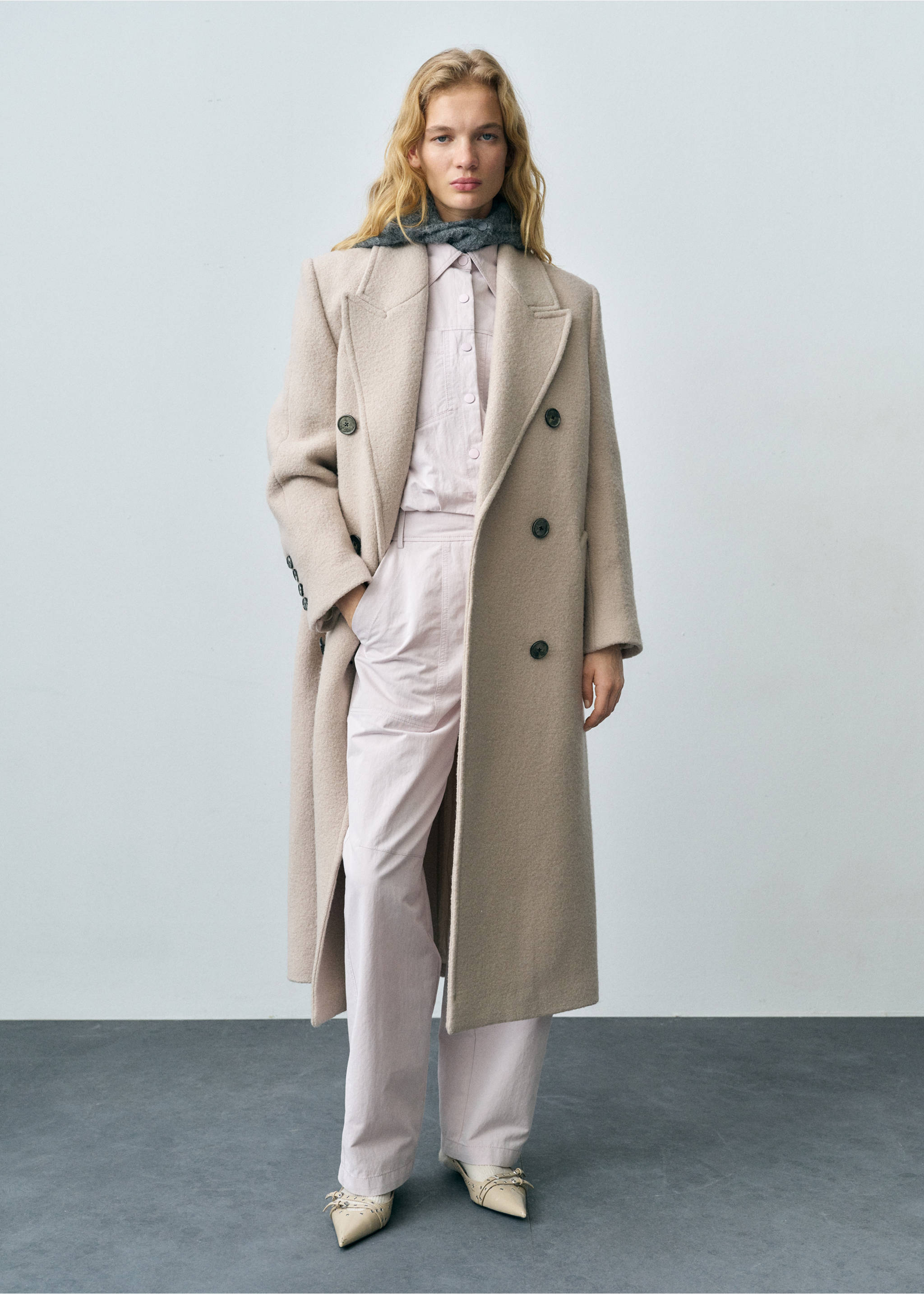 Wide leg trousers with decorative seams - General plane, Lilac. Ref: 87032538-00.