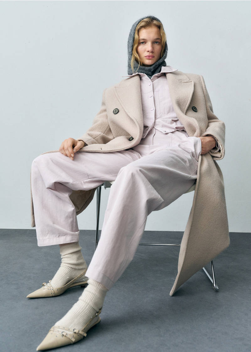 Wide leg pants with decorative seams - Lilac