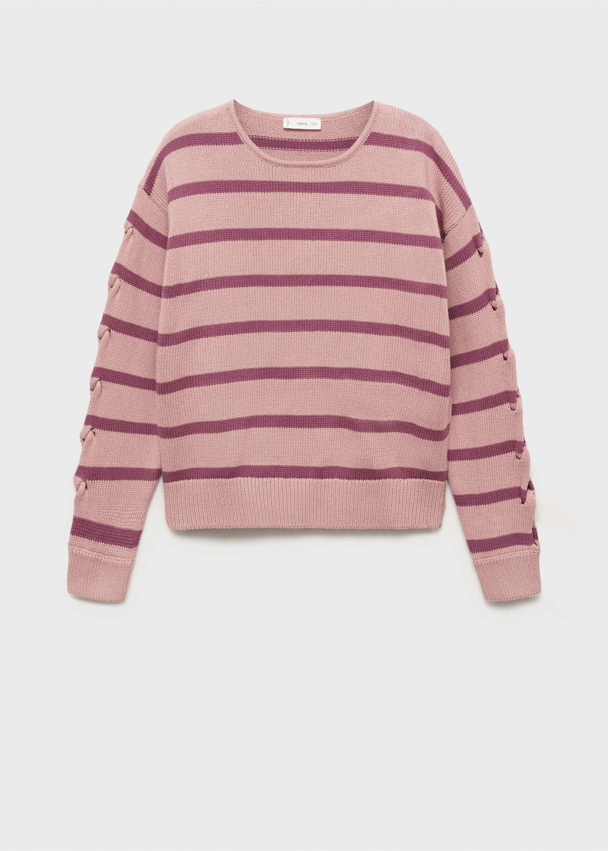 Knit striped sweater - Article without model, Pastel Pink. Ref: 87032539-00.