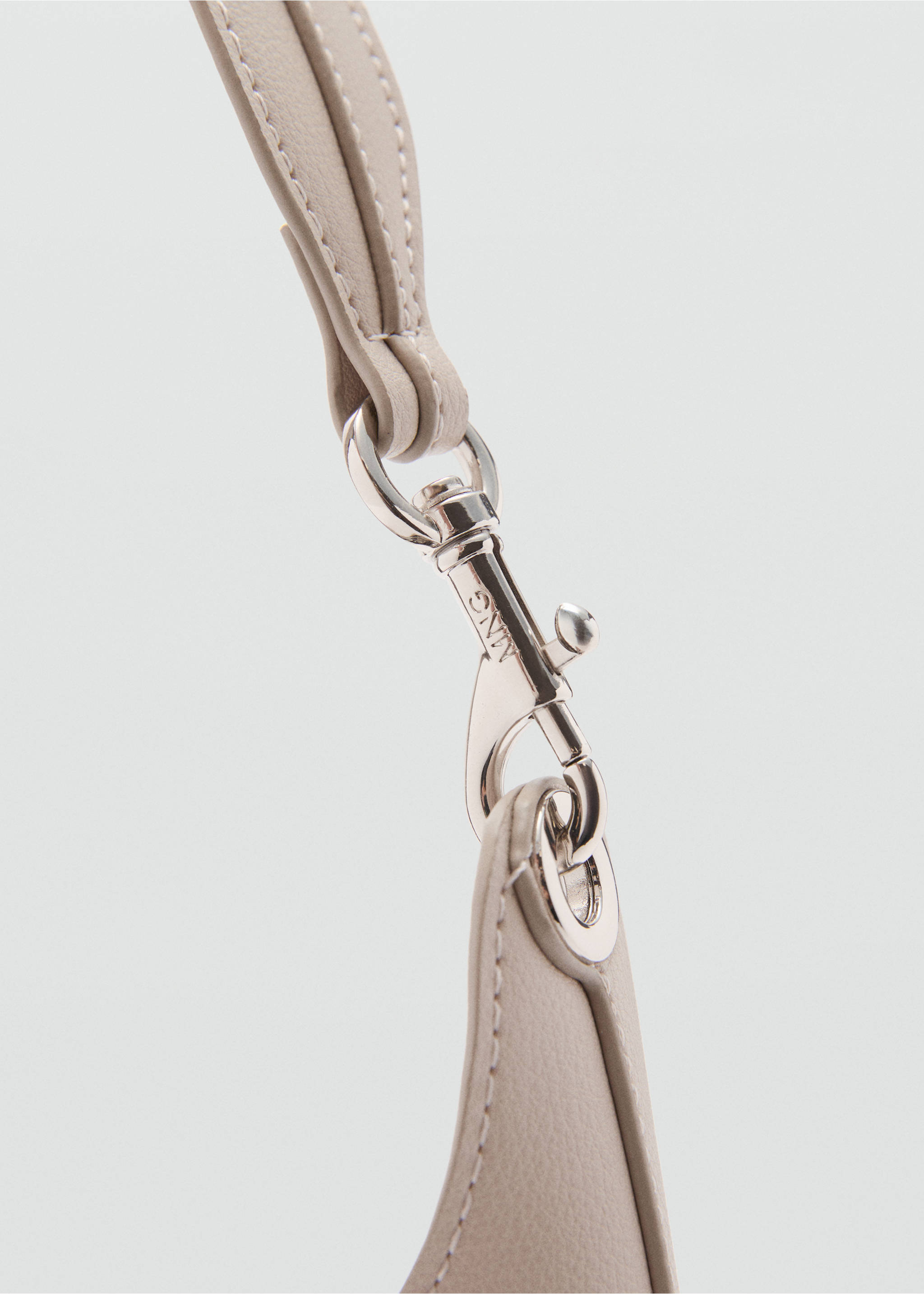 Shopper bag with metallic detail - Details of the article 3, Light/Pastel Grey. Ref: 87032542-00.