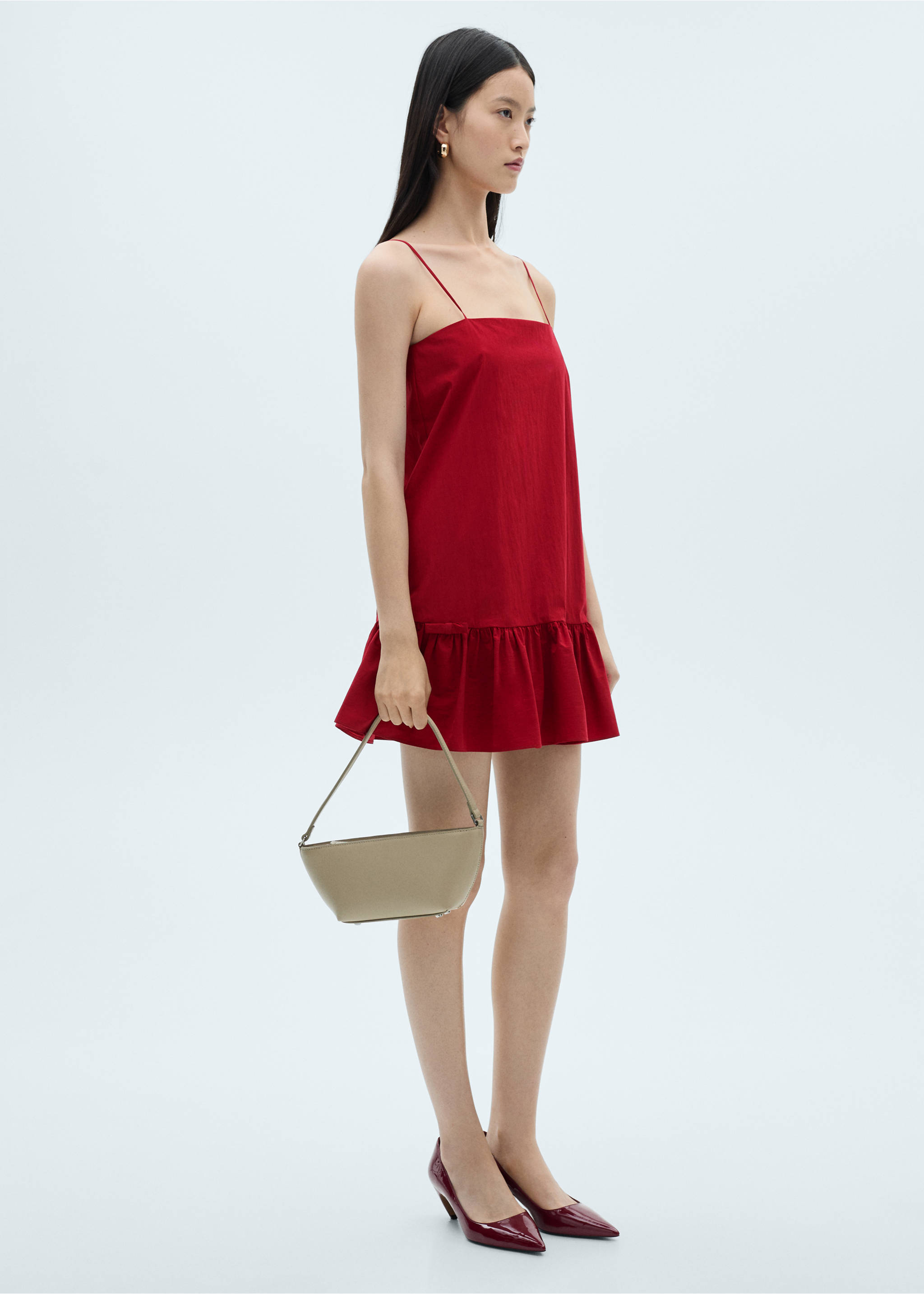 Ruffle dress with thin straps - General plane, Red. Ref: 87032545-00.