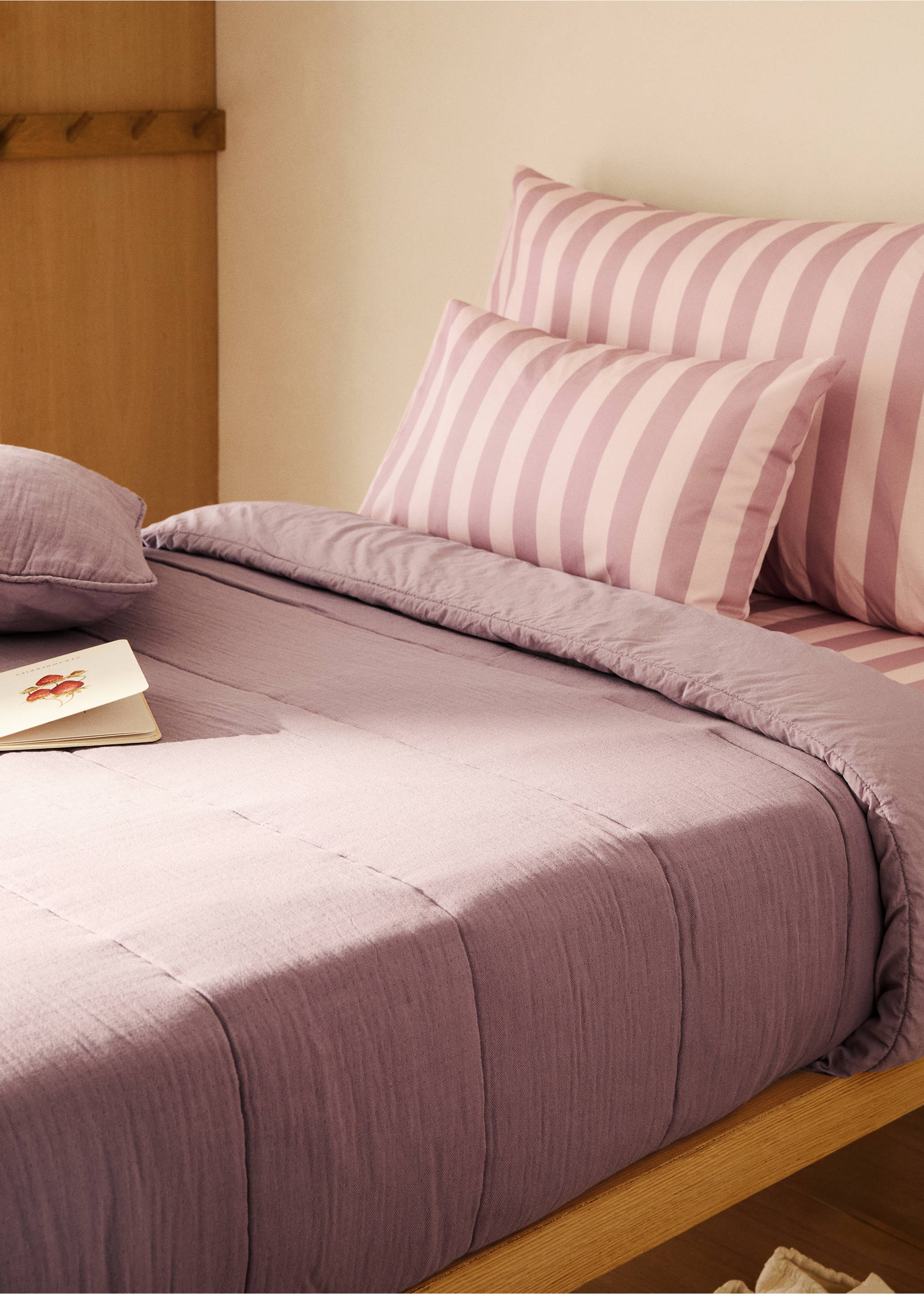 Cotton gauze garment-dyed children's duvet cover for 90/105 cm bed - General plane, Plum. Ref: 87032547-00.