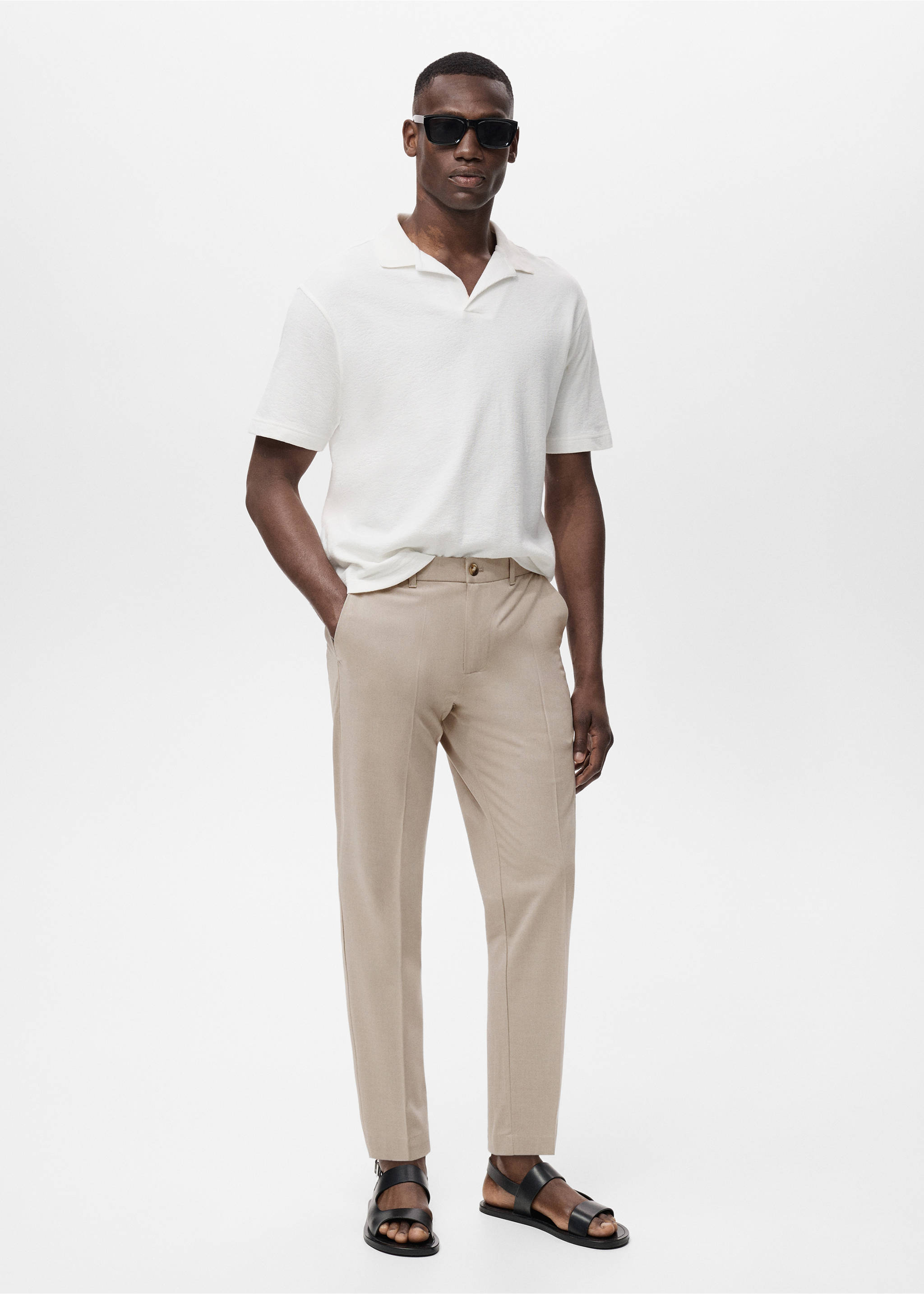 Bologna slim cropped comfort stretch trousers - General plane, Beige. Ref: 87032889-00.