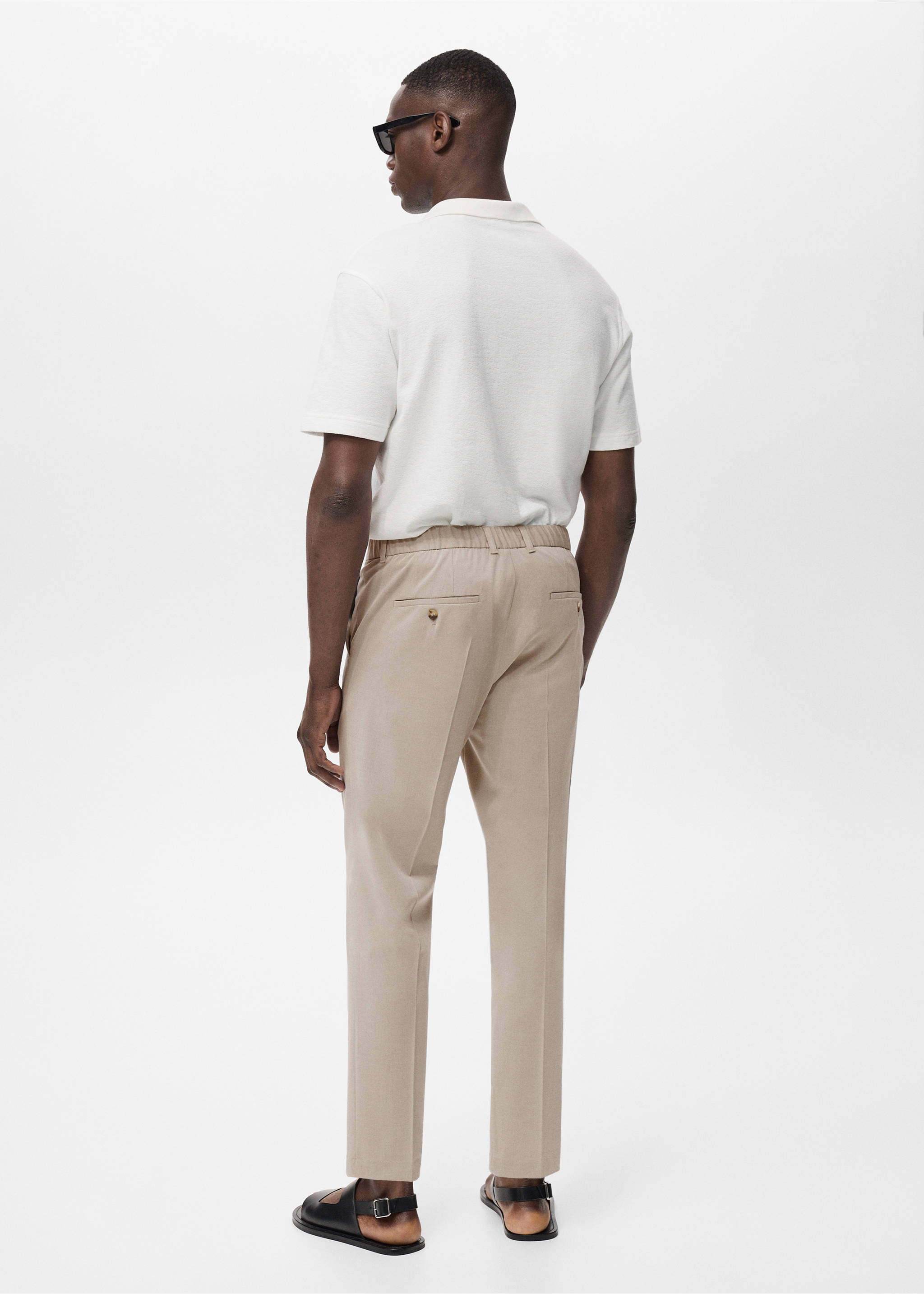 Bologna slim cropped comfort stretch trousers - Reverse of the article, Beige. Ref: 87032889-00.