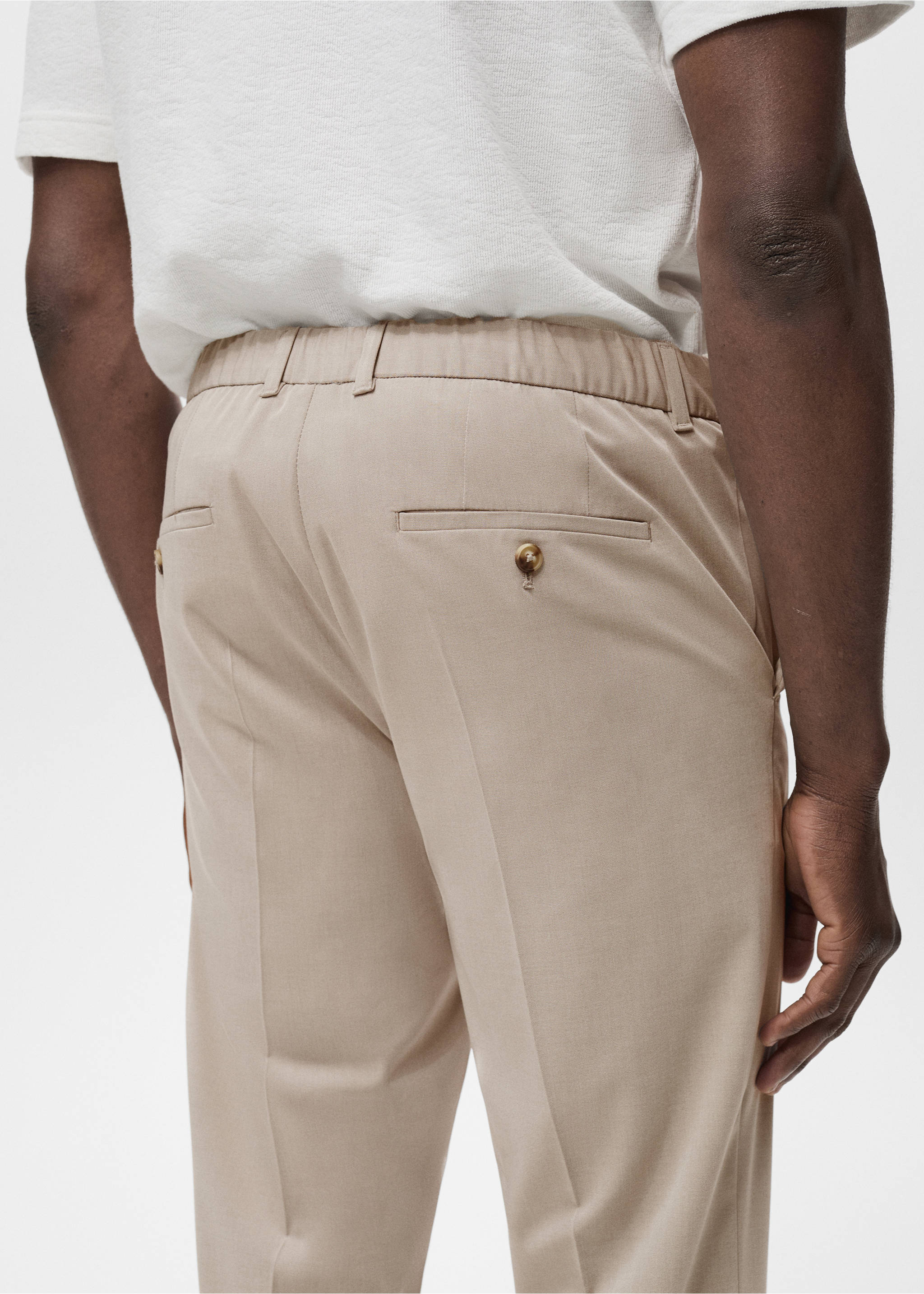 Bologna slim cropped comfort stretch trousers - Details of the article 2, Beige. Ref: 87032889-00.