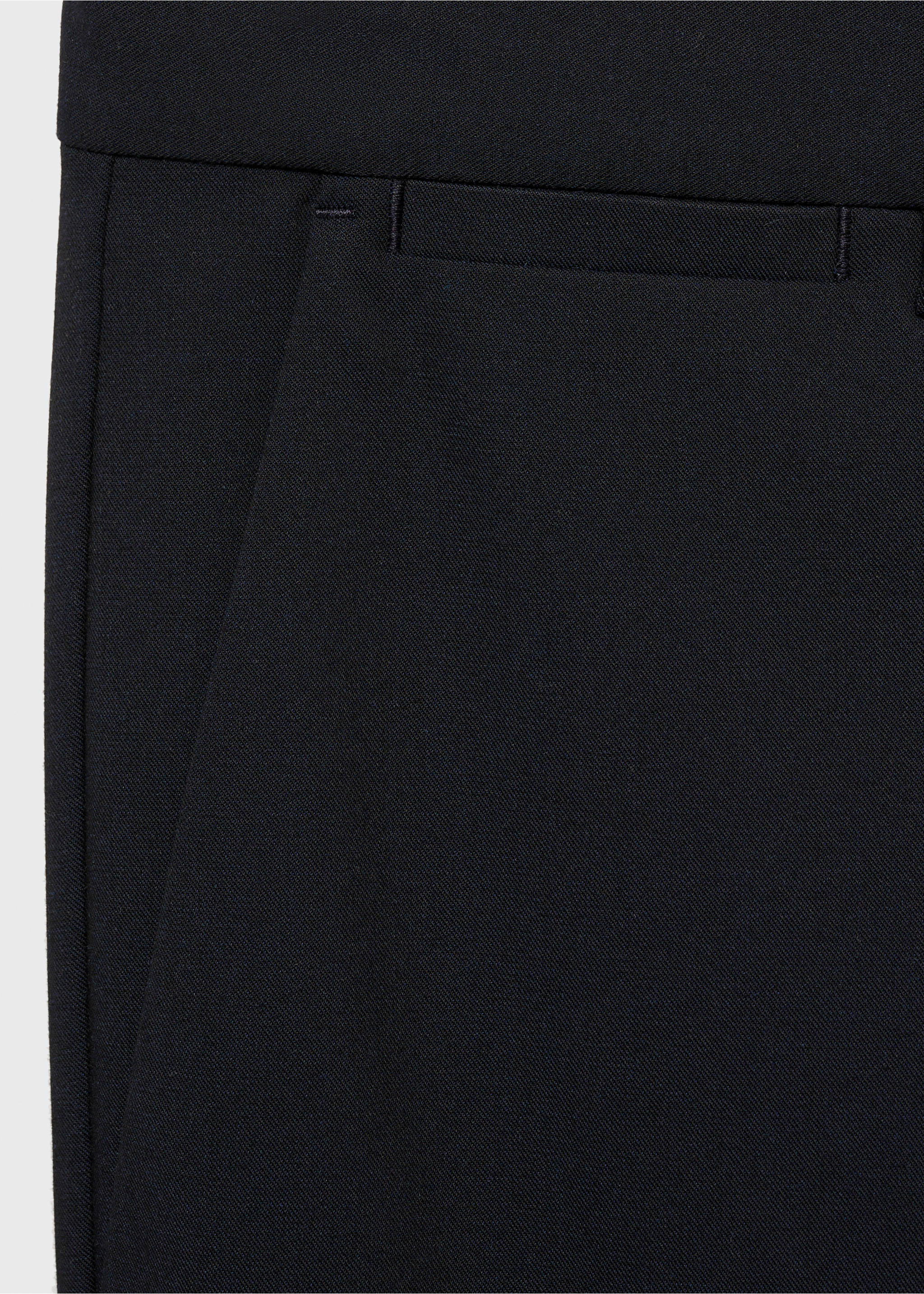 Black trousers pocket and waistband detail, Dark Navy. Ref: 87032889-00.