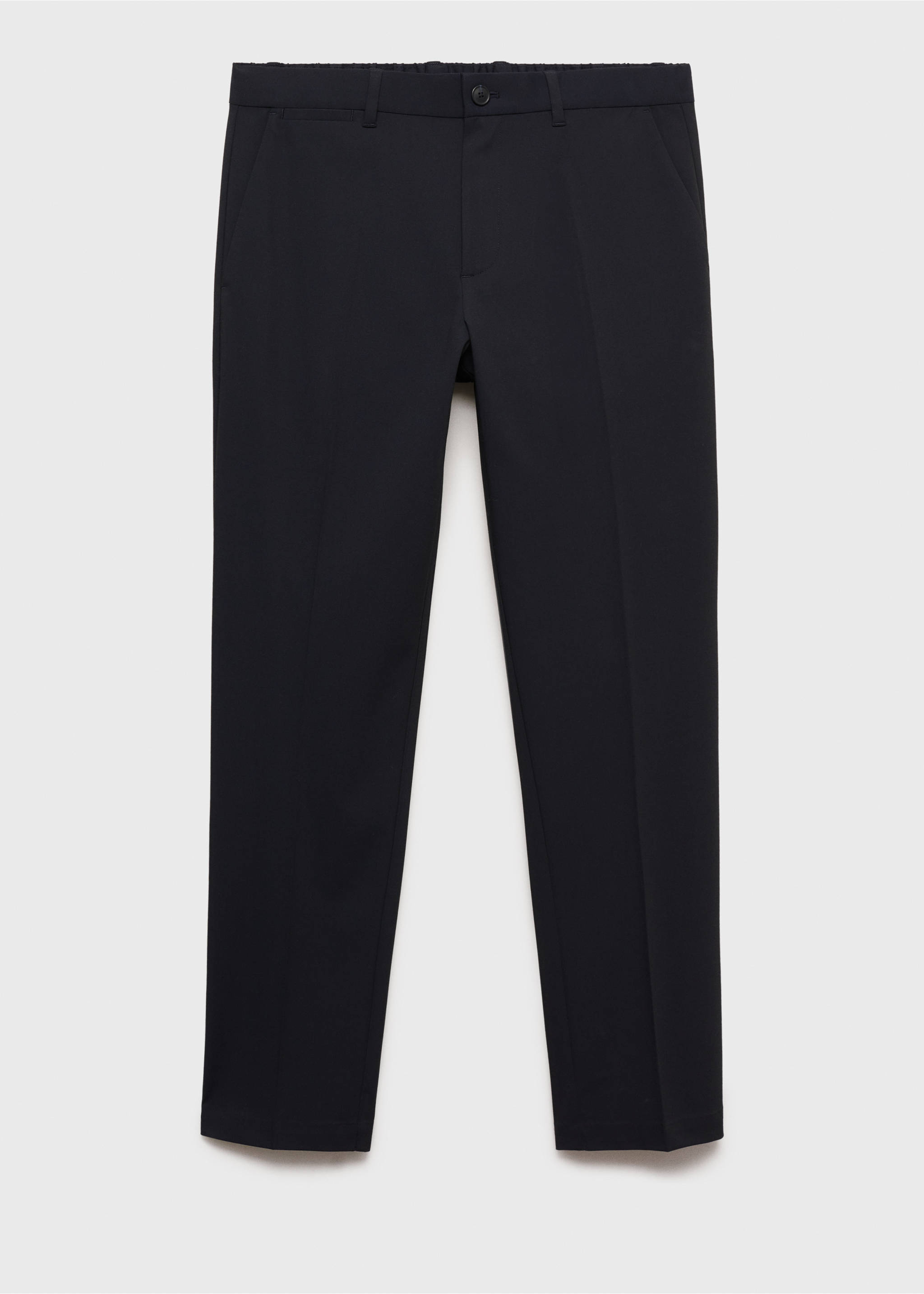 Plain black men's trousers with a structured waistband and straight legs., Dark Navy. Ref: 87032889-00.