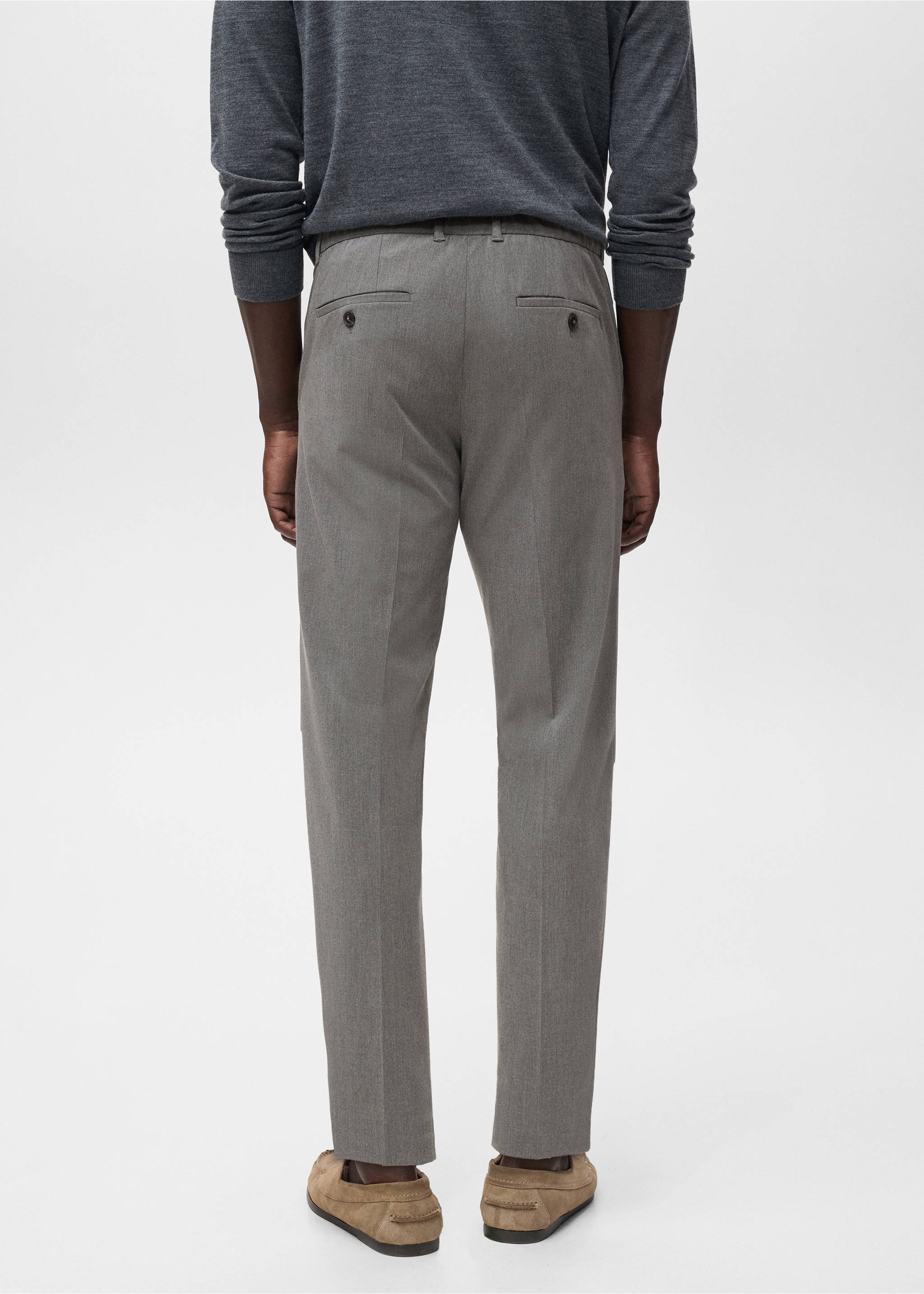 Slim-Comfort-Stretch-Hose Bologna in Cropped-Länge - Rückseite des Artikels, Mittelgrau meliert. Ref: 87032889-00.