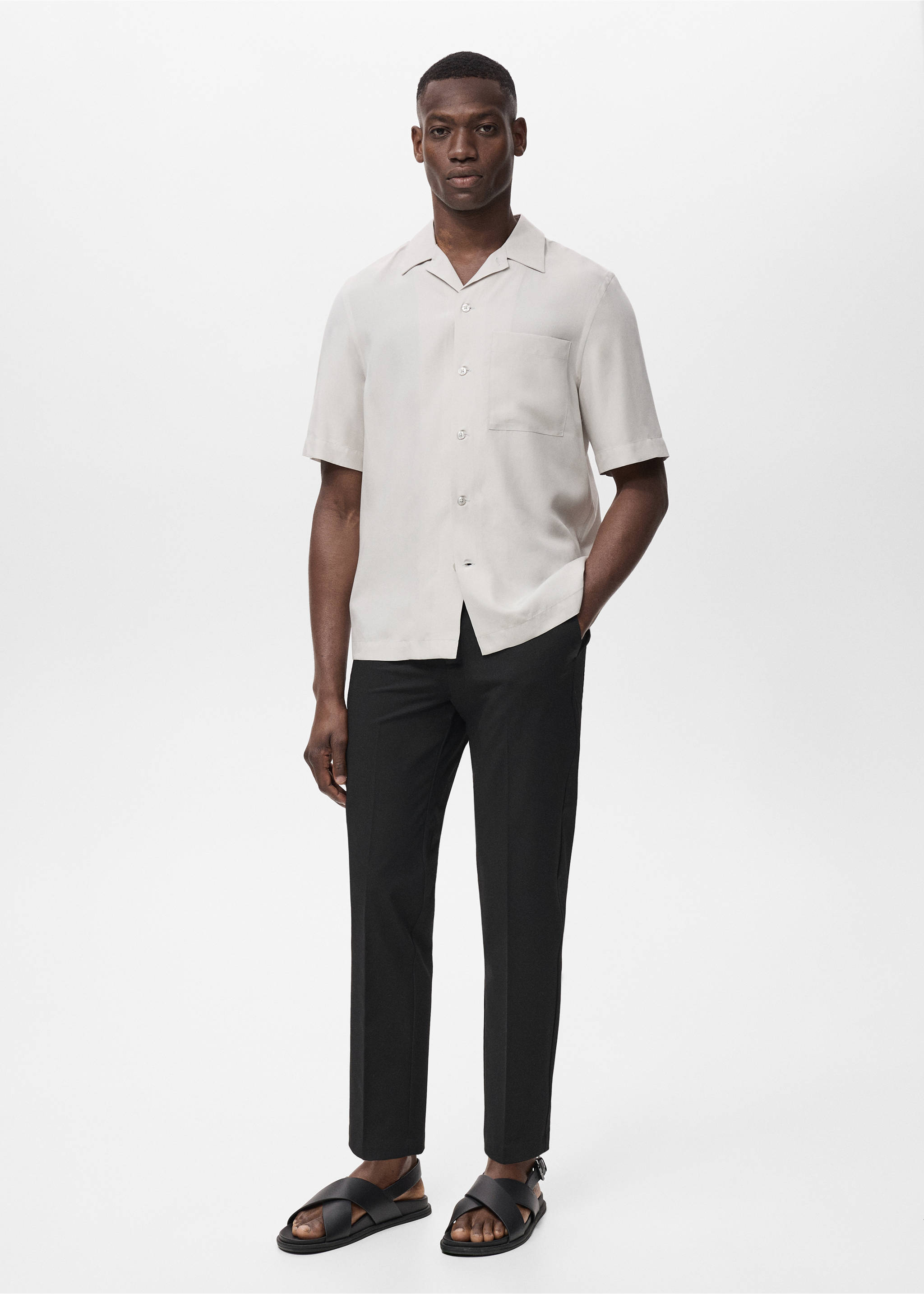 Bologna slim cropped comfort stretch trousers - General plane, Black. Ref: 87032889-00.