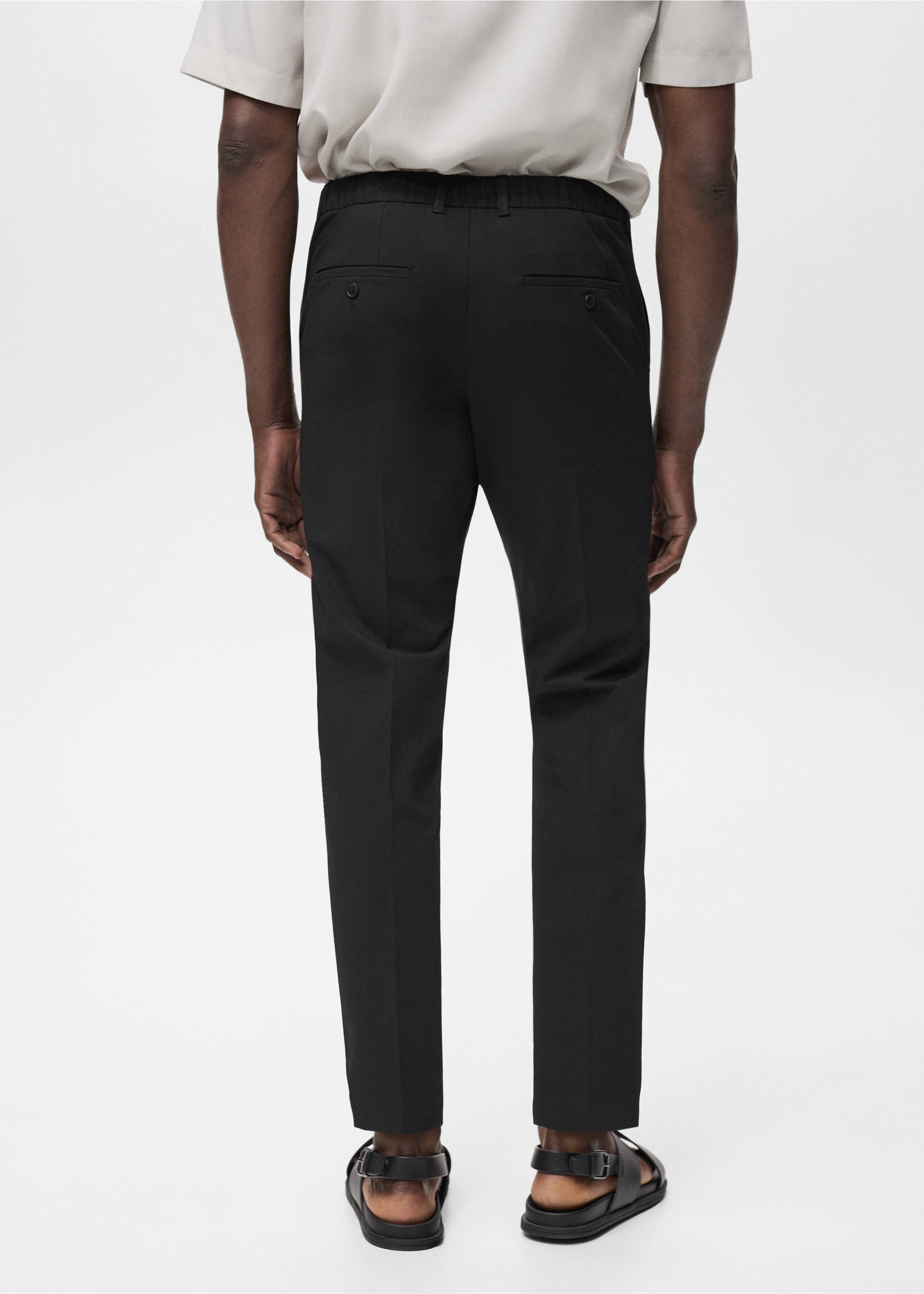Bologna slim cropped comfort stretch trousers - Reverse of the article, Black. Ref: 87032889-00.