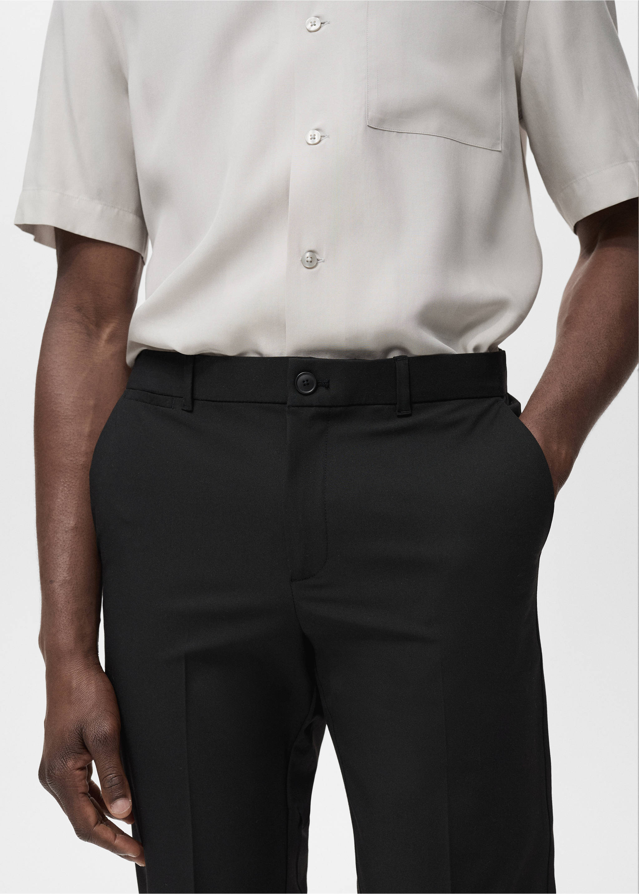 Bologna slim cropped comfort stretch trousers - Details of the article 1, Black. Ref: 87032889-00.