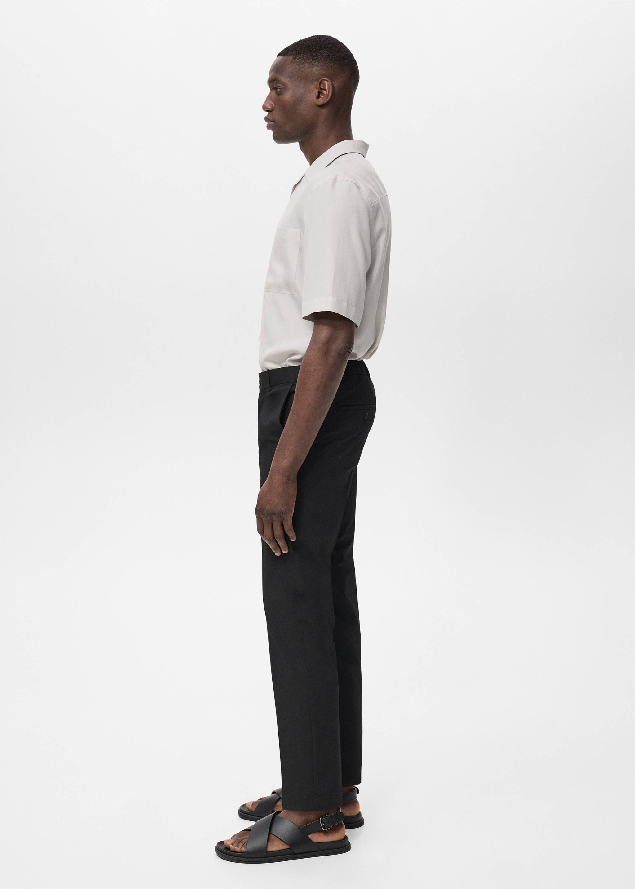 Bologna slim cropped comfort stretch trousers - Details of the article 3, Black. Ref: 87032889-00.