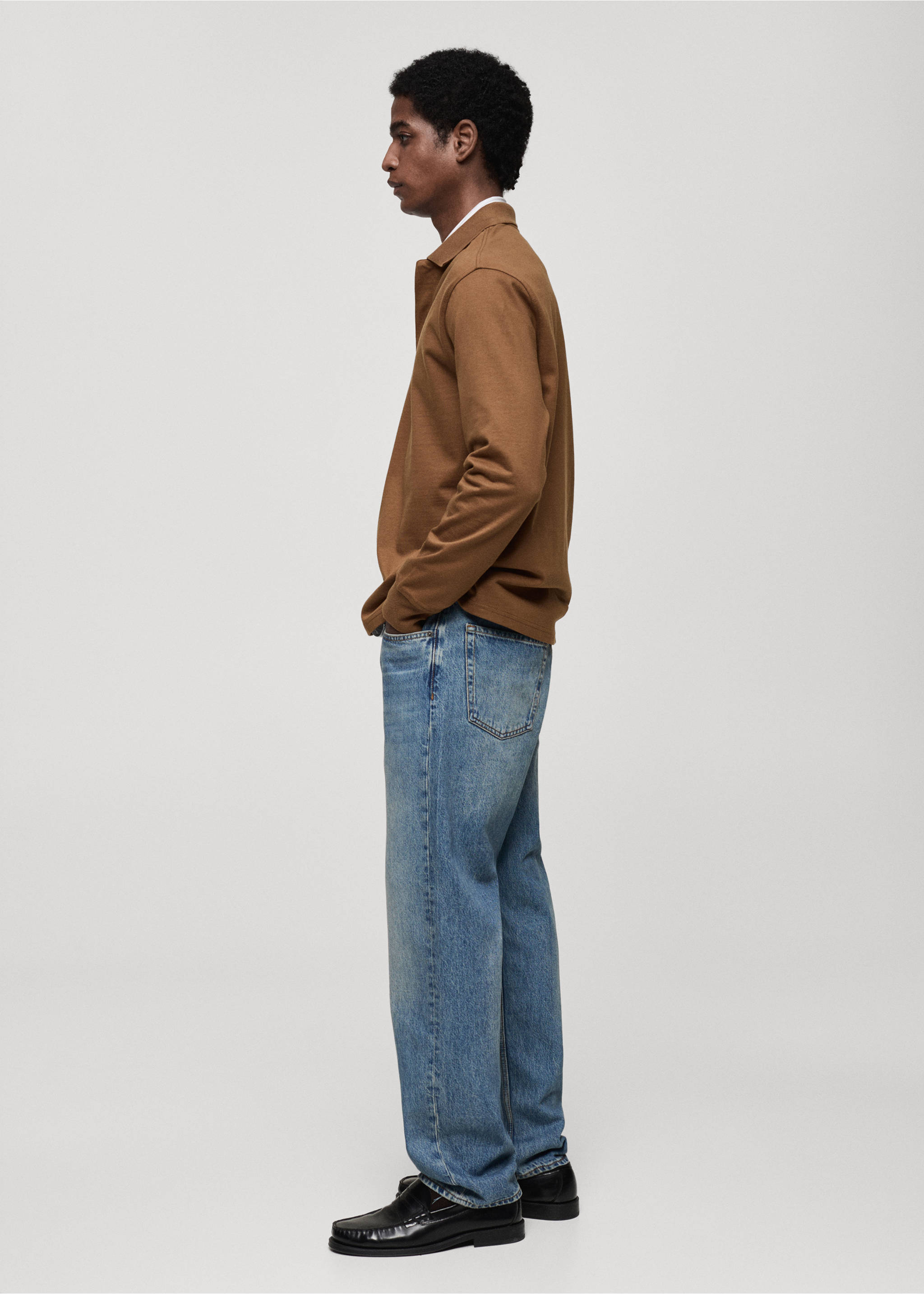 100% cotton polo sweatshirt - Details of the article 2, Medium Brown. Ref: 87032892-00.