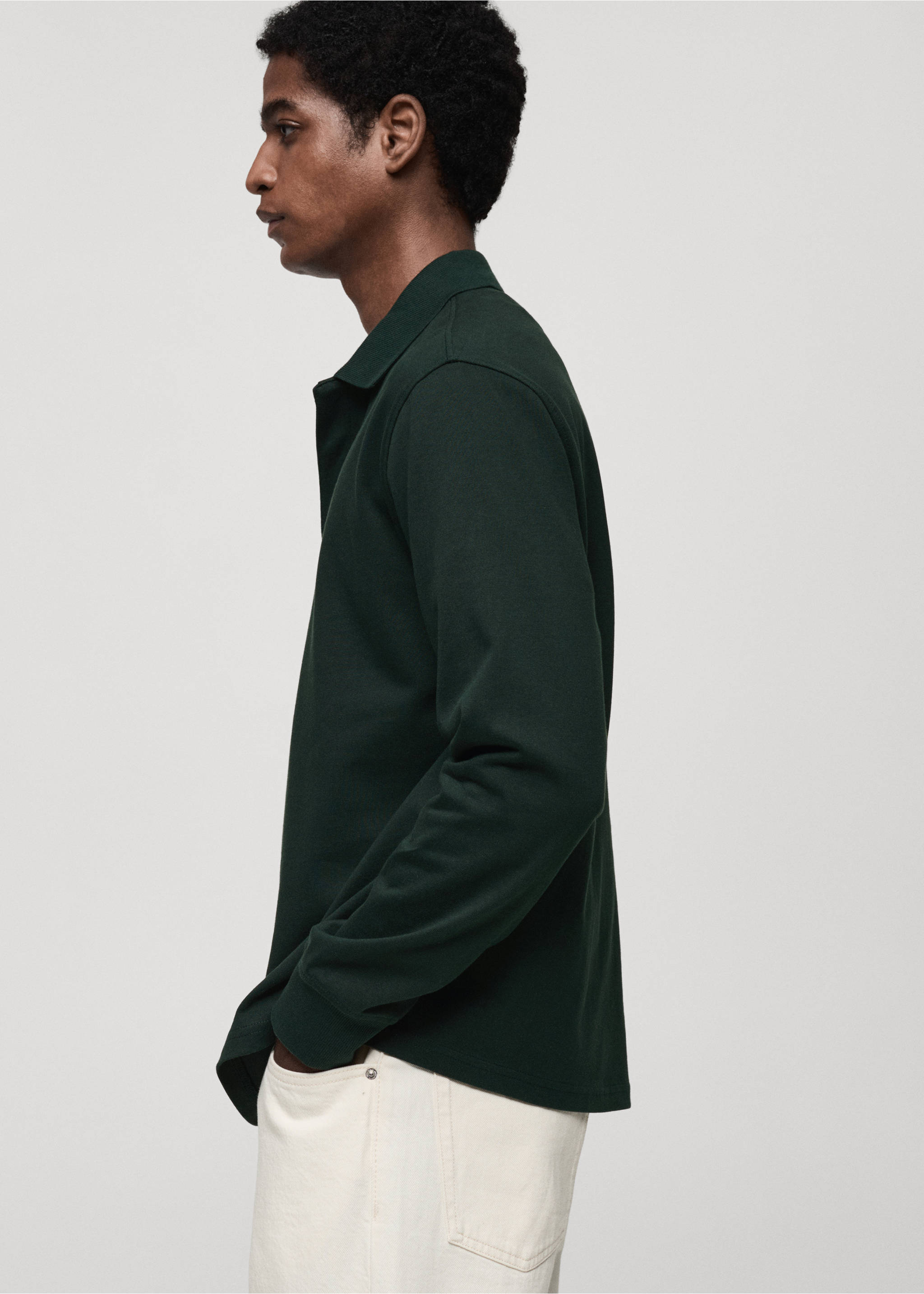 100% cotton polo sweatshirt - Details of the article 2, Green. Ref: 87032892-00.