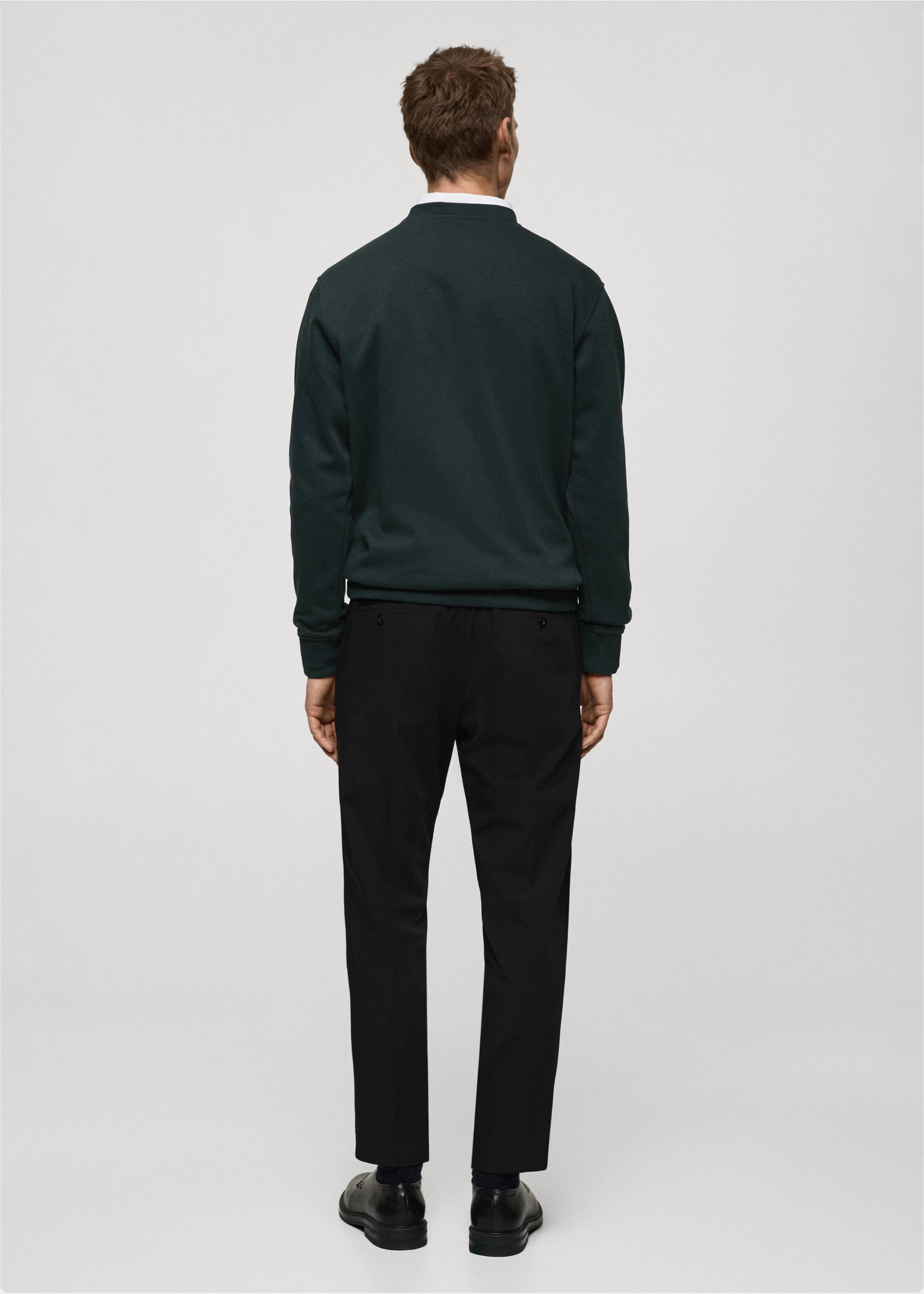 Cotton sweatshirt with embroidered message - Reverse of the article, Green. Ref: 87032893-00.