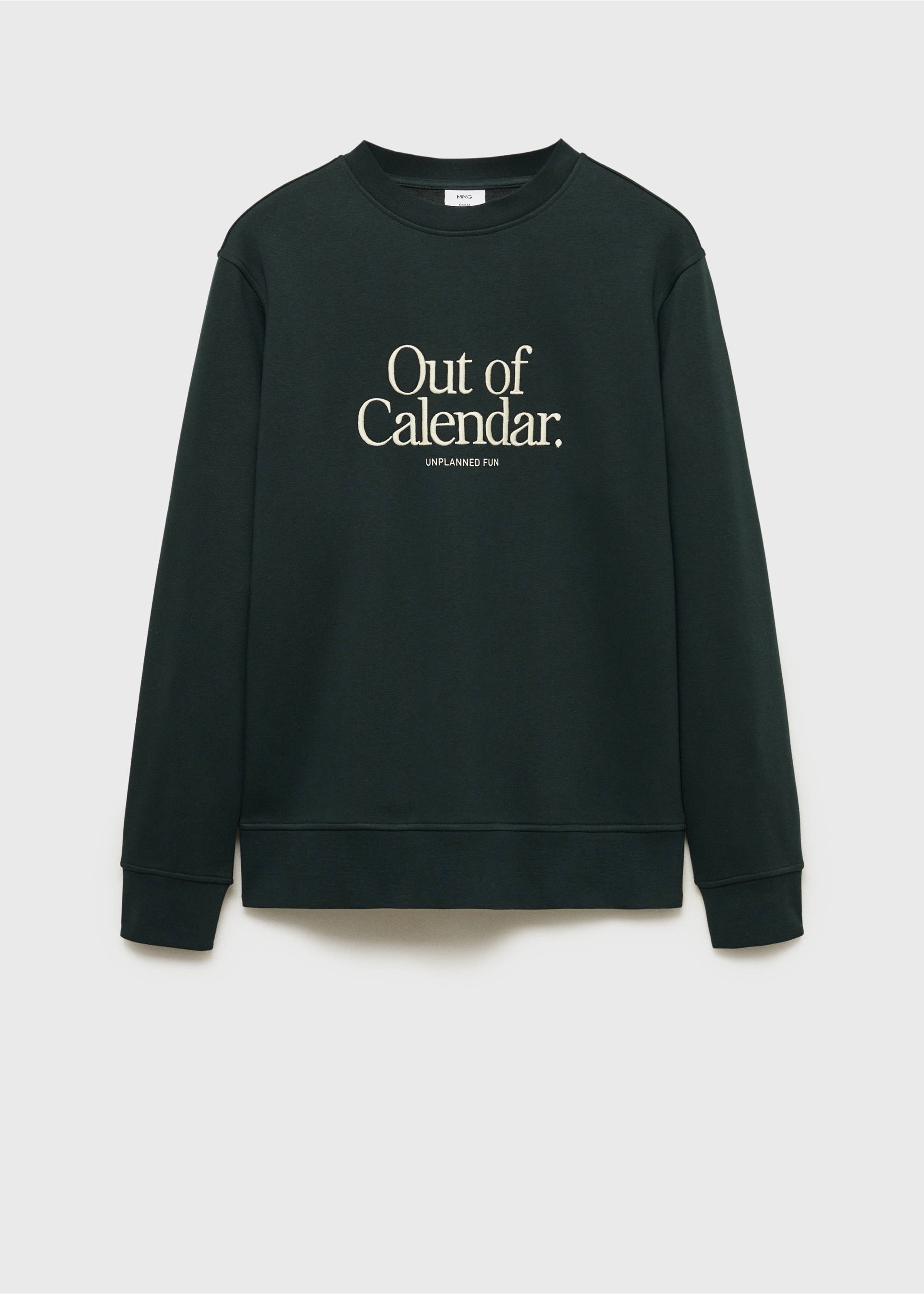 Cotton sweatshirt with embroidered message - Article without model, Green. Ref: 87032893-00.
