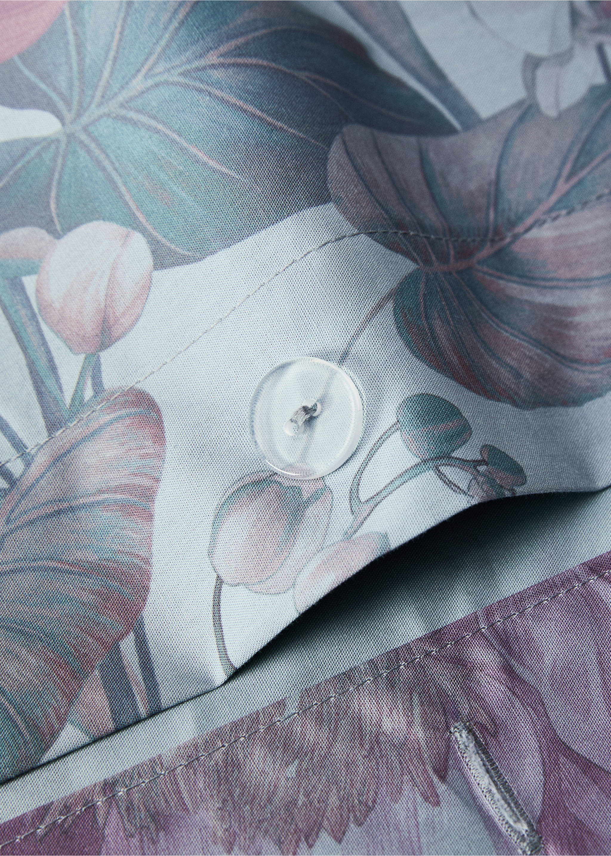 Percale cotton multi-coloured floral-print duvet cover Single bed - Details of the article 1, Aqua Green. Ref: 87032914-00.