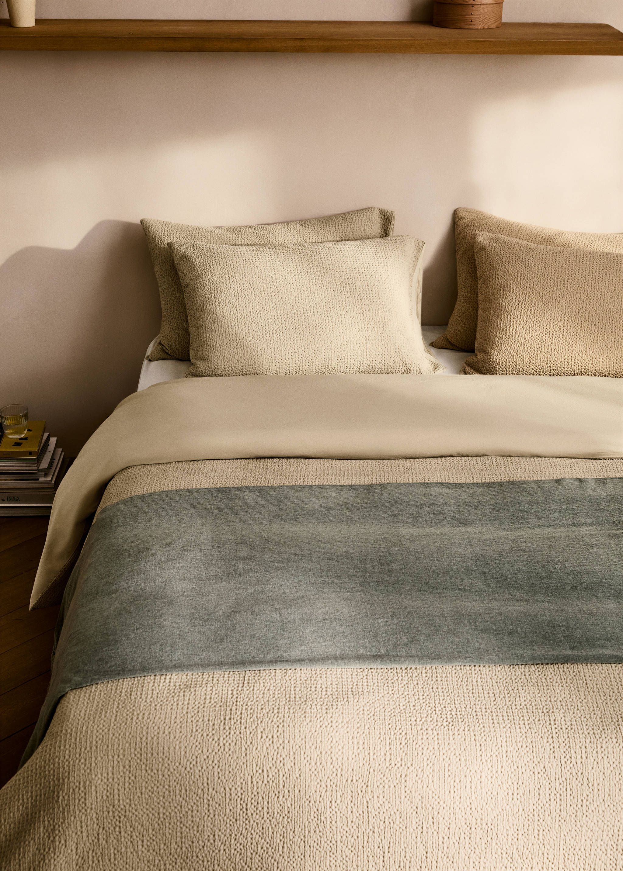Cotton percale waffle duvet cover Superking bed - Details of the article 7