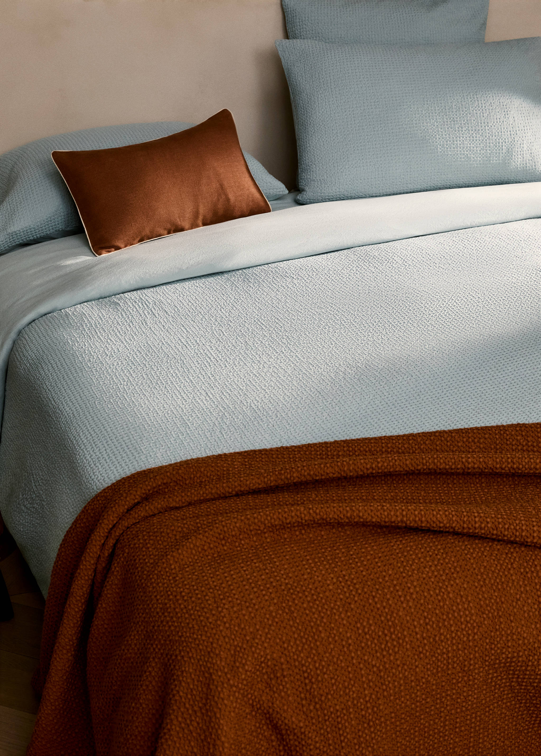 Housse de couette percale de coton rayures gaufré lit 180/200 cm - Détail de l'article 7